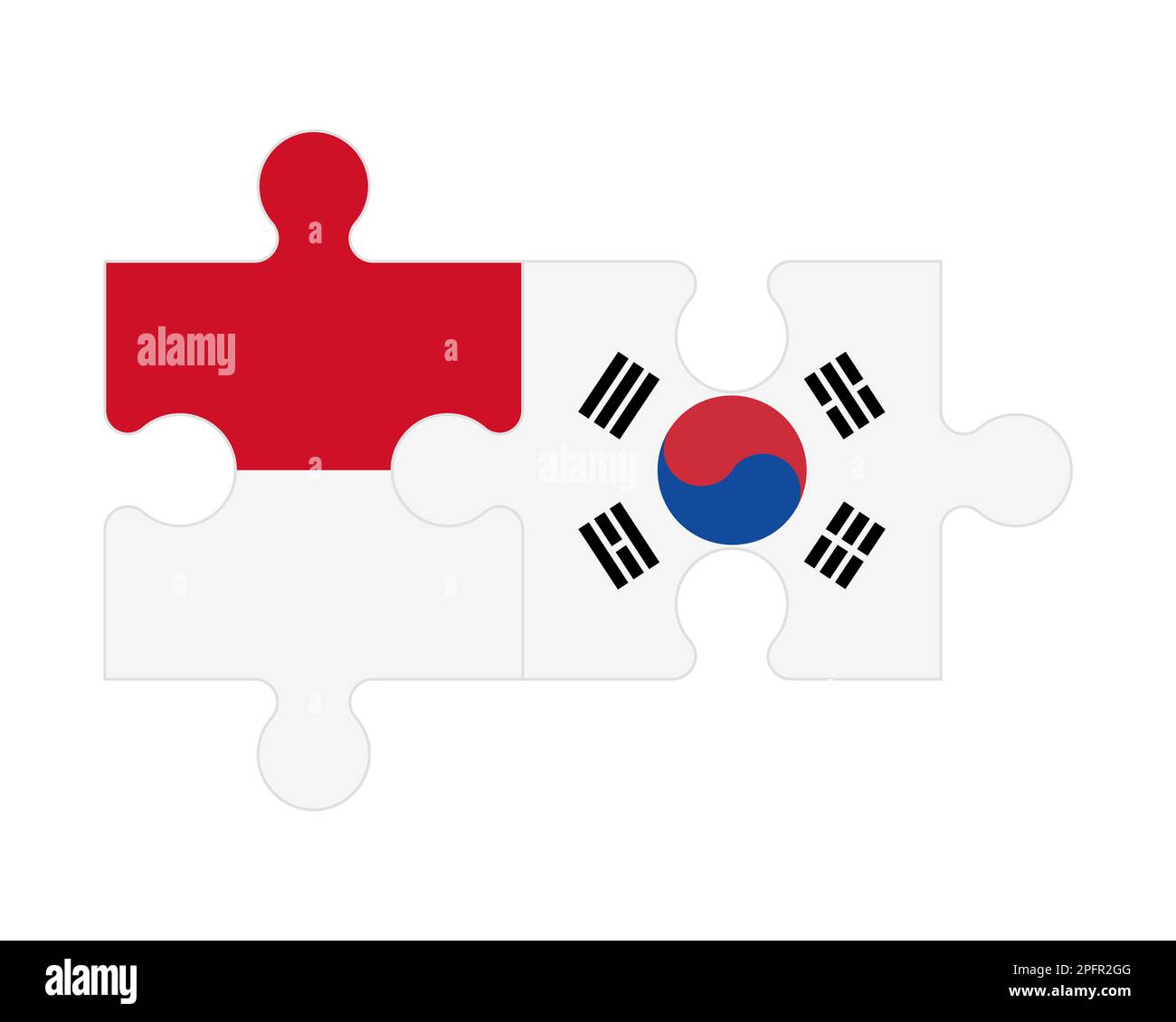 Zusammenhängendes Puzzle von Flaggen von Monaco und Südkorea, Vektor Stock Vektor Zusammenhängendes Puzzle von Flaggen von Monaco und Südkorea, Vektor Stock Vektor