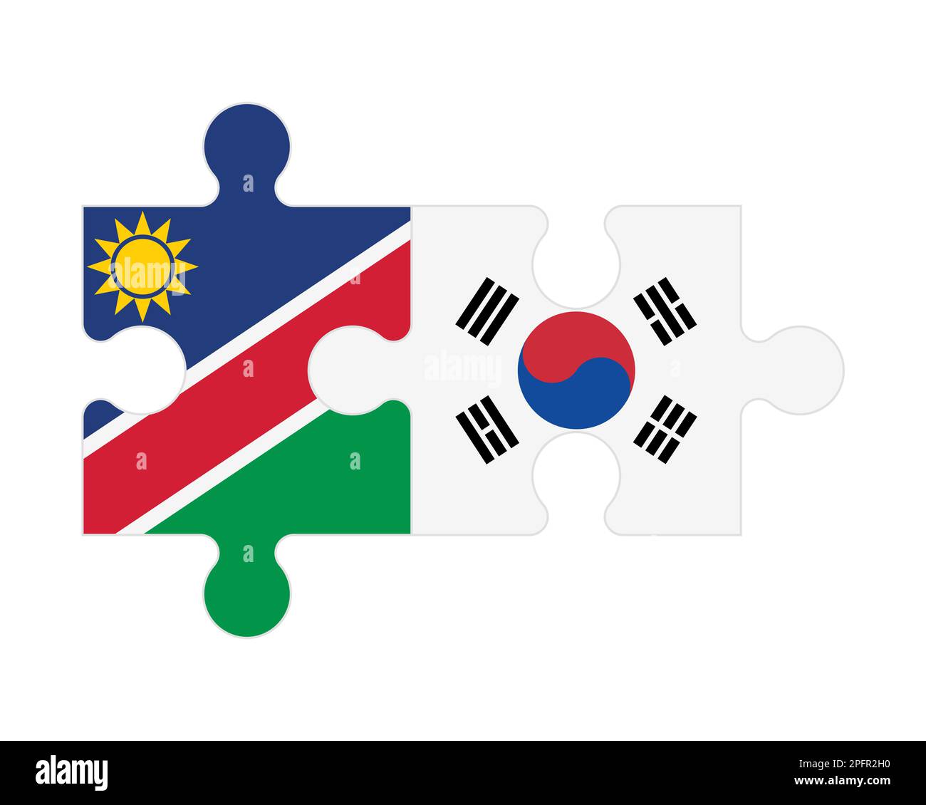 Zusammenhängendes Puzzle von Flaggen von Namibia und Südkorea, Vektor Stock Vektor Zusammenhängendes Puzzle von Flaggen von Namibia und Südkorea, Vektor Stock Vektor