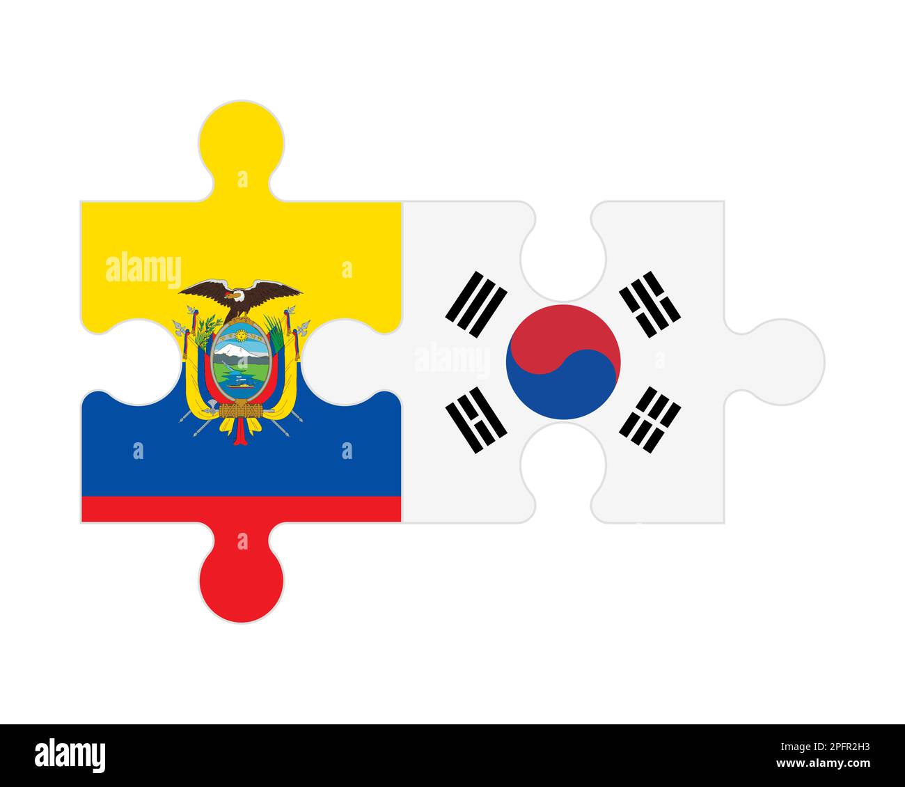 Zusammenhängendes Puzzle von Flaggen von Ecuador und Südkorea, Vektor Stock Vektor Zusammenhängendes Puzzle von Flaggen von Ecuador und Südkorea, Vektor Stock Vektor