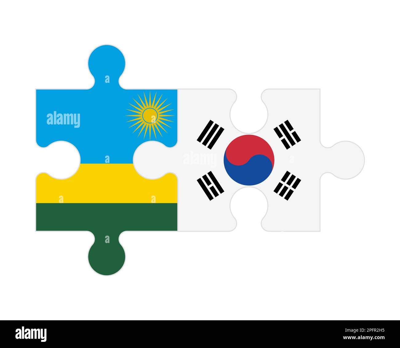 Zusammenhängendes Puzzle von Flaggen von Ruanda und Südkorea, Vektor Stock Vektor Zusammenhängendes Puzzle von Flaggen von Ruanda und Südkorea, Vektor Stock Vektor
