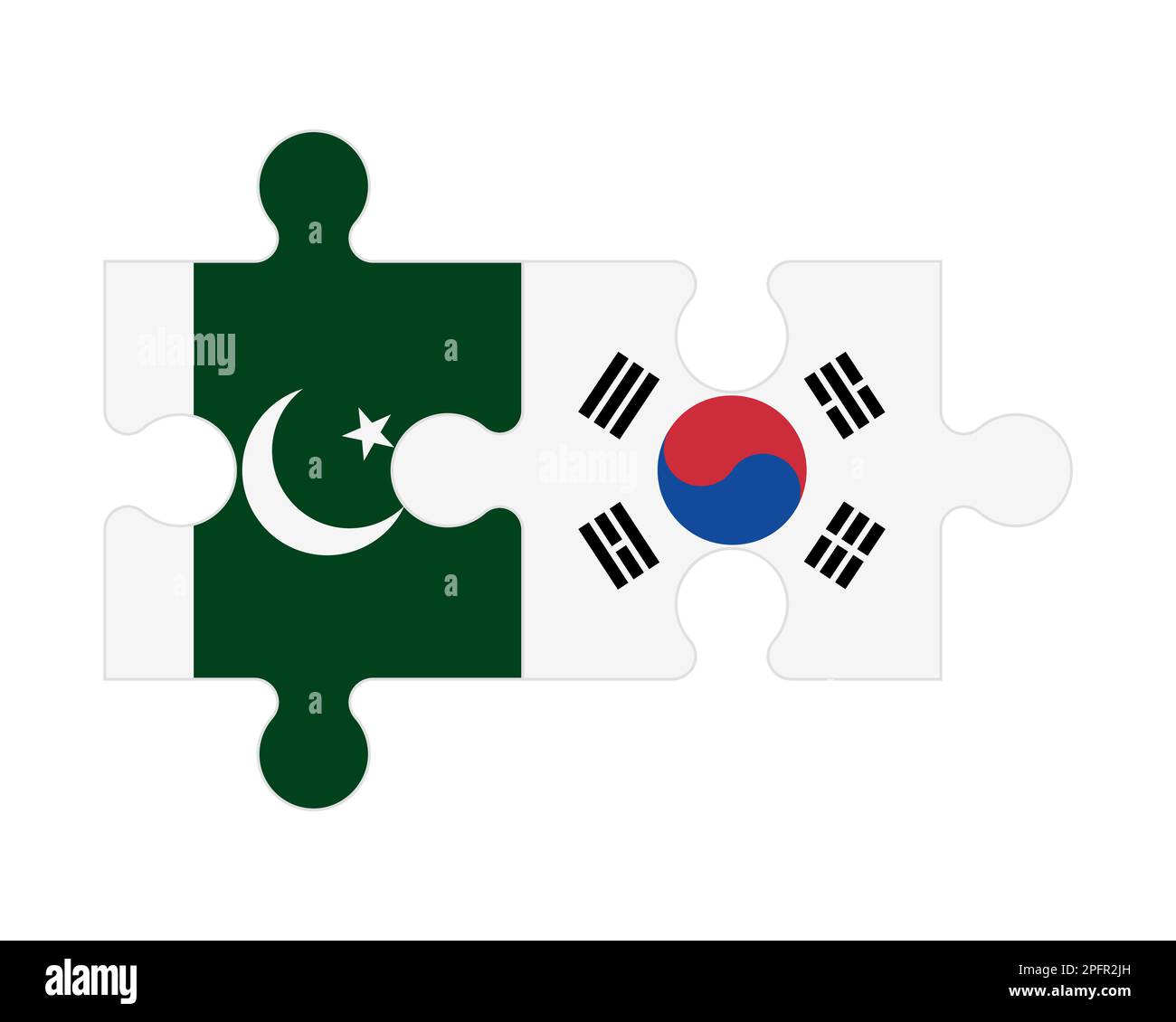 Zusammenhängendes Puzzle von Flaggen Pakistans und Südkoreas, Vektor Stock Vektor Zusammenhängendes Puzzle von Flaggen Pakistans und Südkoreas, Vektor Stock Vektor