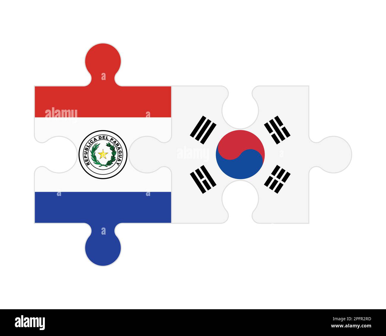 Zusammenhängendes Puzzle von Flaggen von Paraguay und Südkorea, Vektor Stock Vektor Zusammenhängendes Puzzle von Flaggen von Paraguay und Südkorea, Vektor Stock Vektor