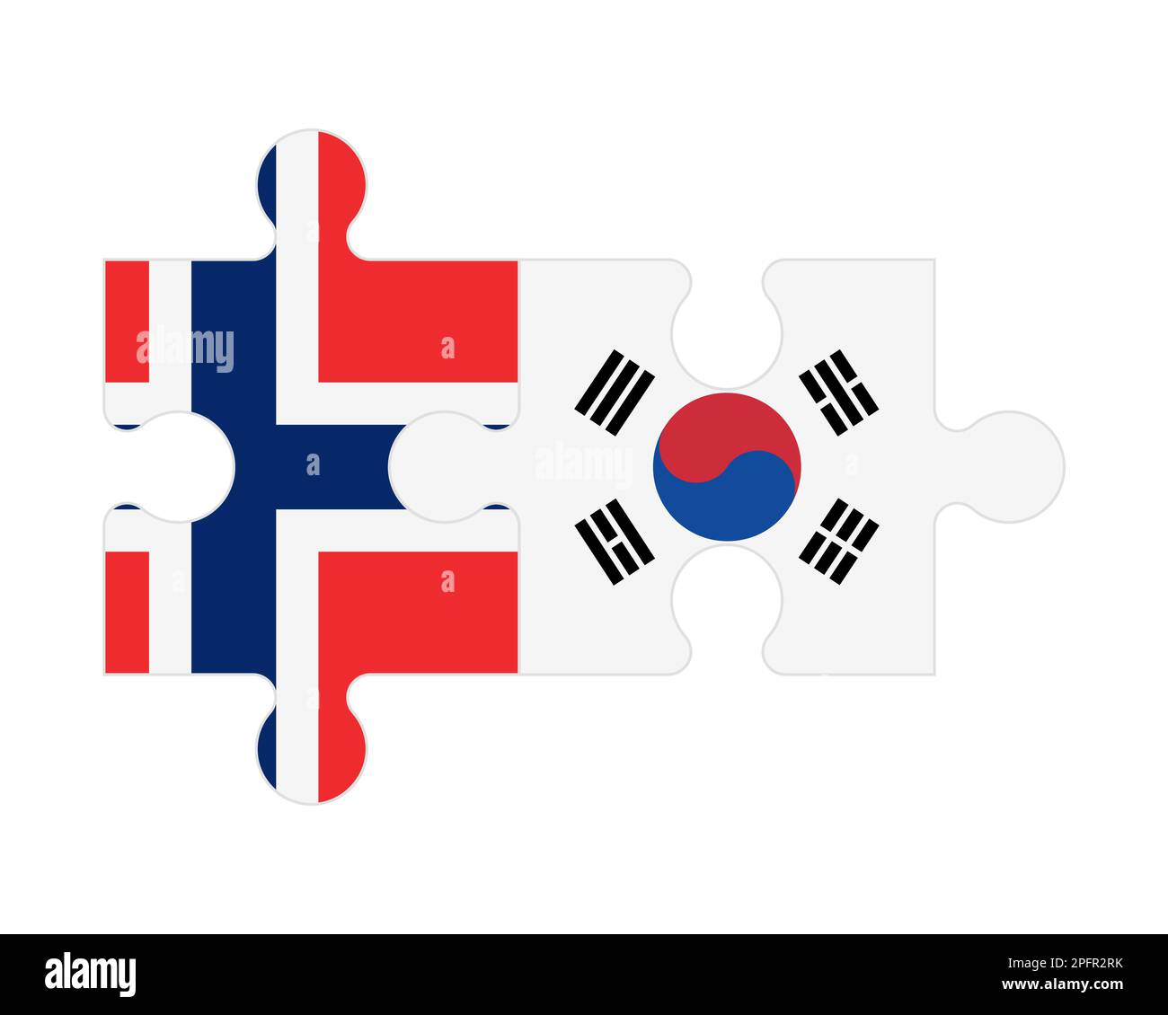 Zusammenhängendes Puzzle von Flaggen von Norwegen und Südkorea, Vektor Stock Vektor Zusammenhängendes Puzzle von Flaggen von Norwegen und Südkorea, Vektor Stock Vektor