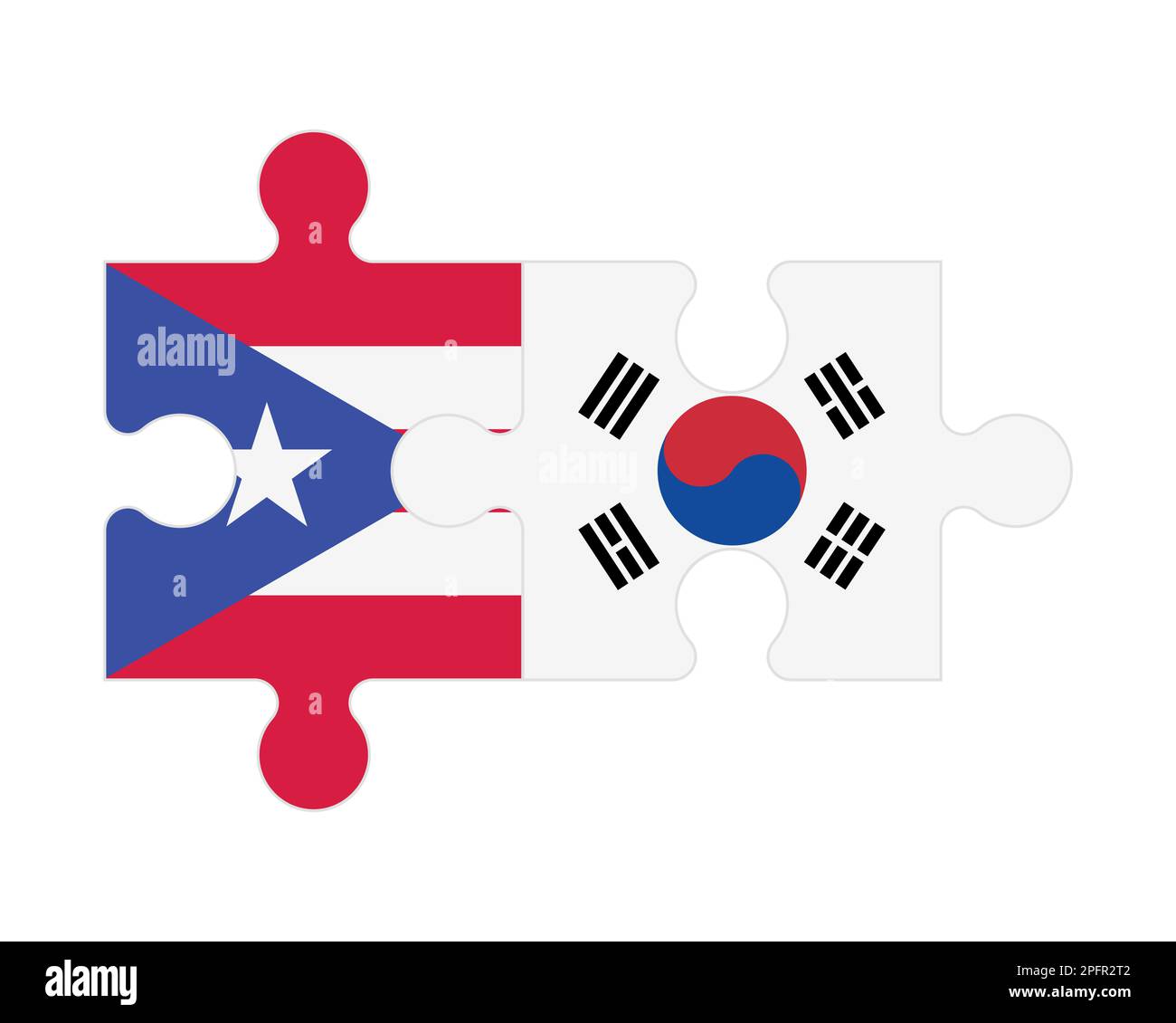 Zusammenhängendes Puzzle von Flaggen von Puerto Rico und Südkorea, Vektor Stock Vektor Zusammenhängendes Puzzle von Flaggen von Puerto Rico und Südkorea, Vektor Stock Vektor