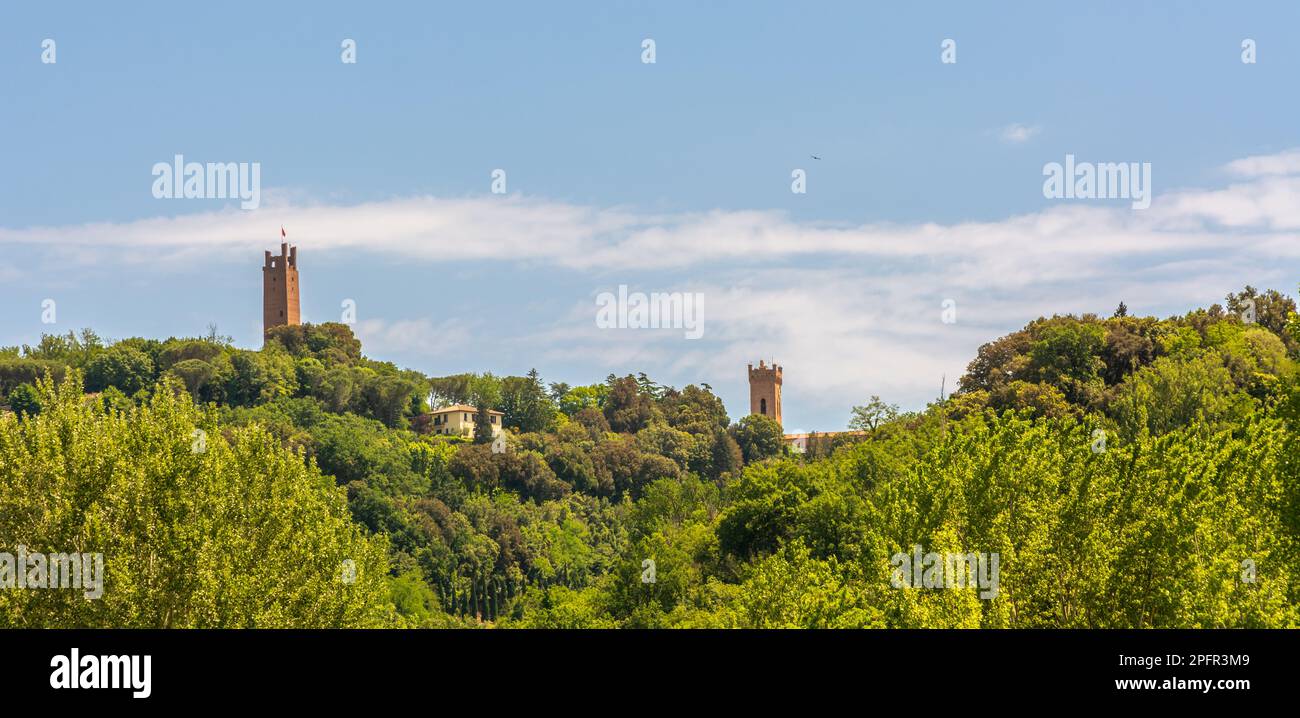 Ländliche Landschaft in der Nähe von San Miniato, Provinz Pisa entlang der Via Francigena von Lucca nach Siena, Toskana, Italien Stockfoto