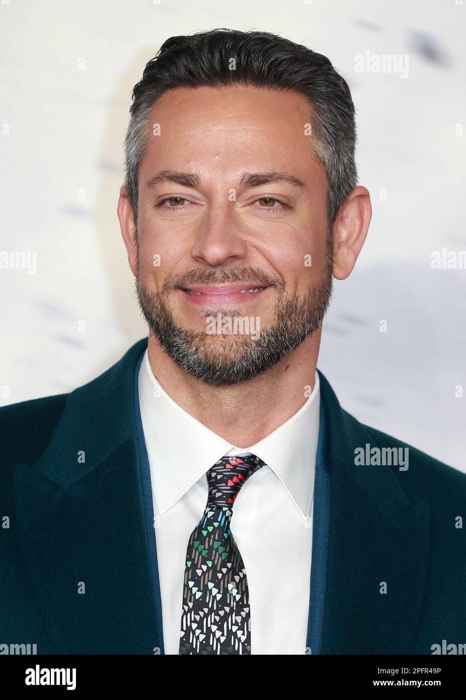 Zachary Levi nimmt an der britischen Sondervorführung von „Shazam! Fury of the Gods am Cineworld Leicester Square in London. (Foto: Fred Duval / SOPA Images/Sipa USA) Stockfoto