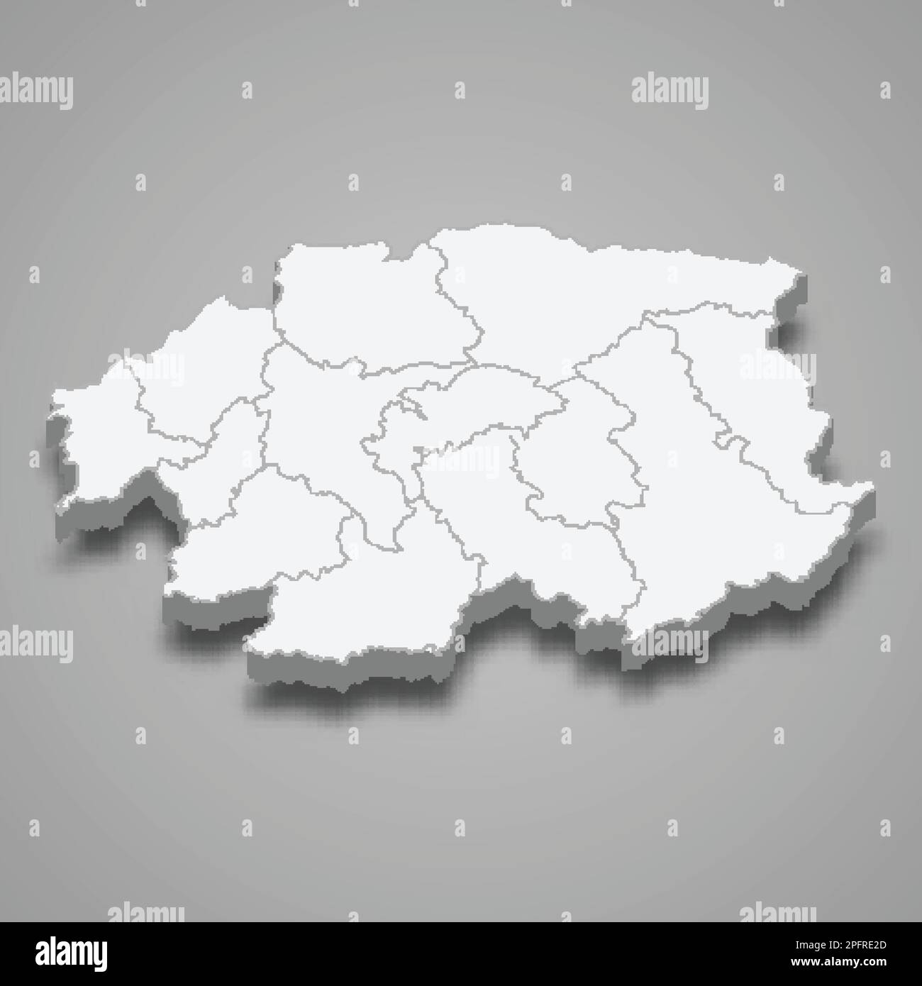 die isometrische Karte 3D der Region Banska Bystrica ist eine schattenisolierte Provinz der Slowakei Stock Vektor