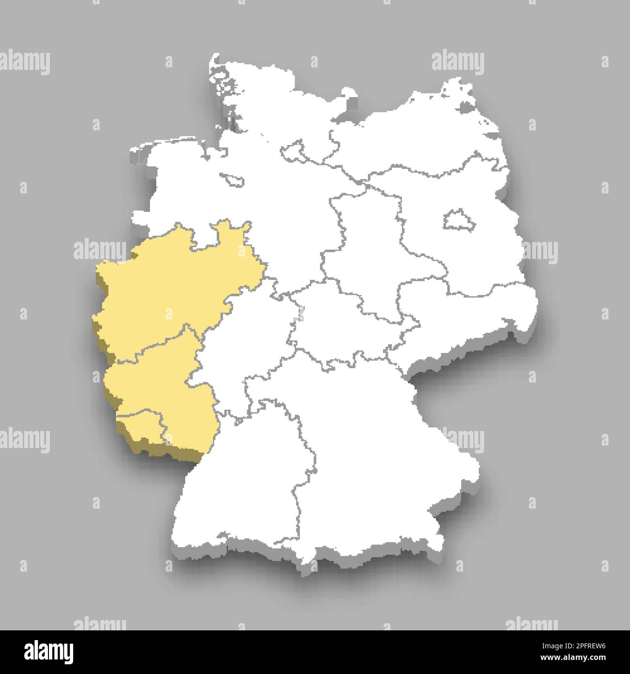 Westliche Region innerhalb der isometrischen 3D-Karte Deutschlands Stock Vektor