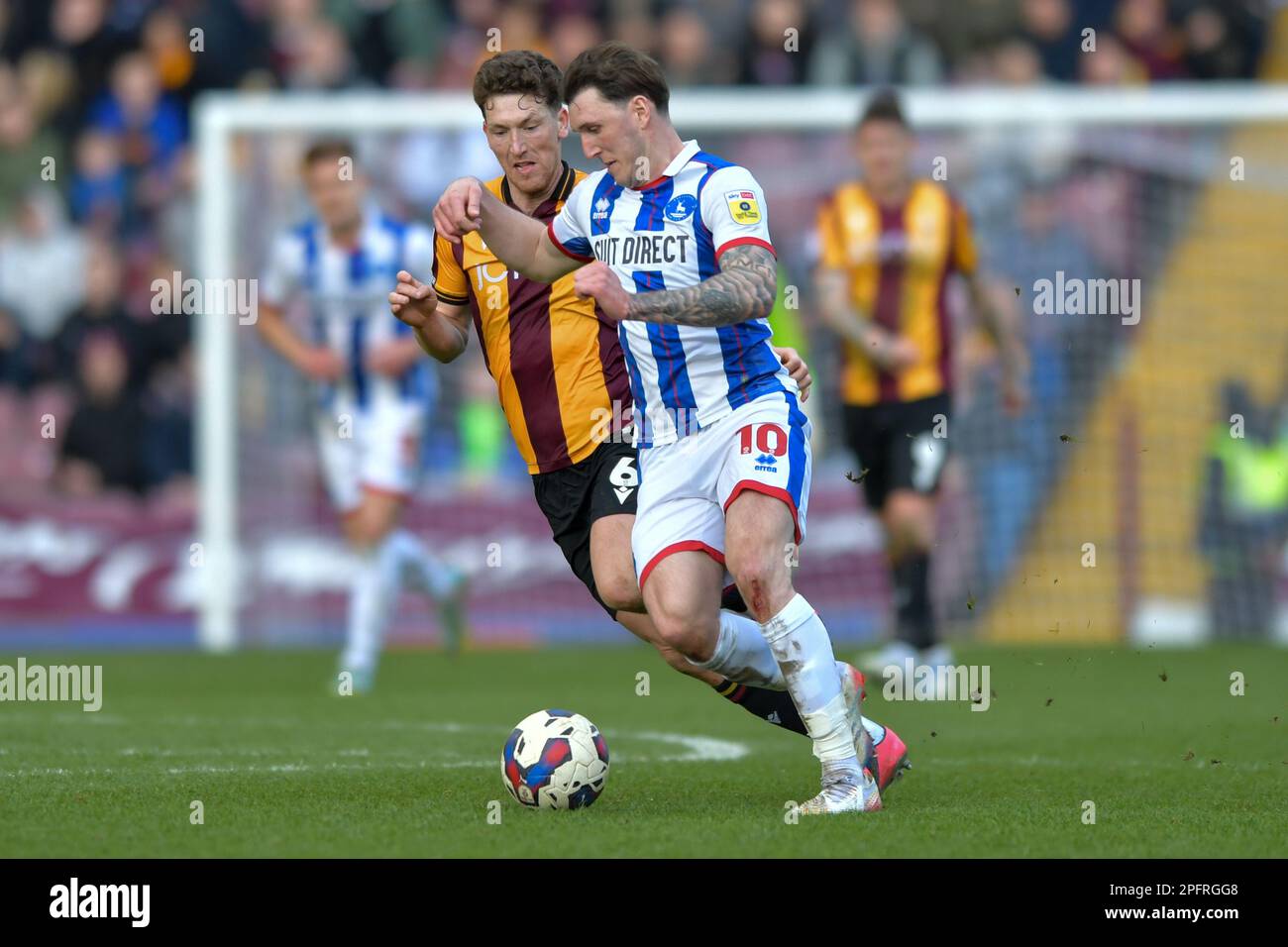 Callum Cooke von Hartlepool United während des Spiels der Sky Bet League 2 zwischen Bradford City und Hartlepool United im University of Bradford Stadium in Bradford am Samstag, den 18. März 2023. (Foto: Scott Llewellyn | MI News) Guthaben: MI News & Sport /Alamy Live News Stockfoto