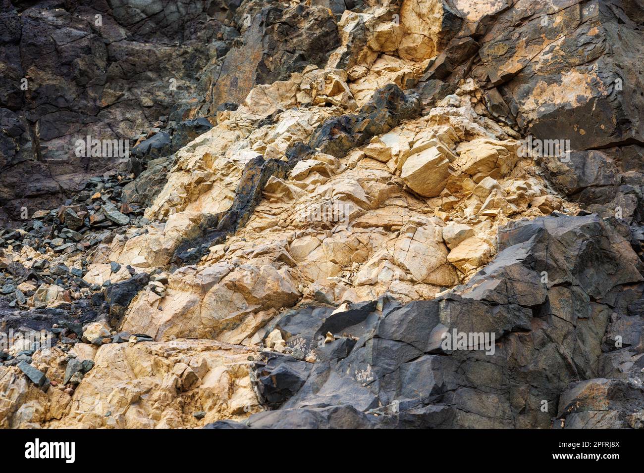 Geologische Fußabdrücke in Pena Horadada, westlich von Fuerteventura, Kanarische Inseln Stockfoto