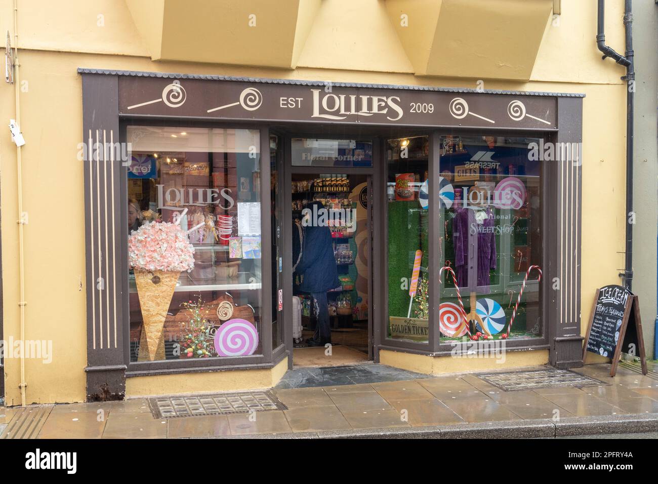 Lollies Traditional Sweet Shop, Tenby, Pembrokeshire, South West Wales Stockfoto