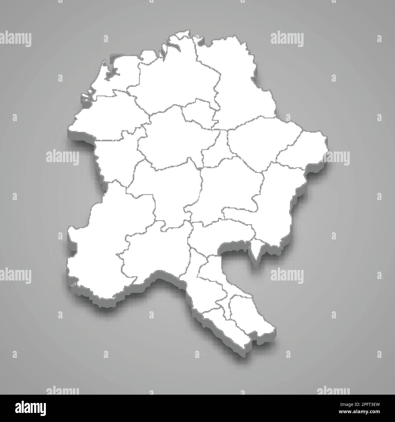 3D isometrische Karte des Heiligen Römischen Reiches isoliert mit Schatten, ehemaliger Staat Stock Vektor