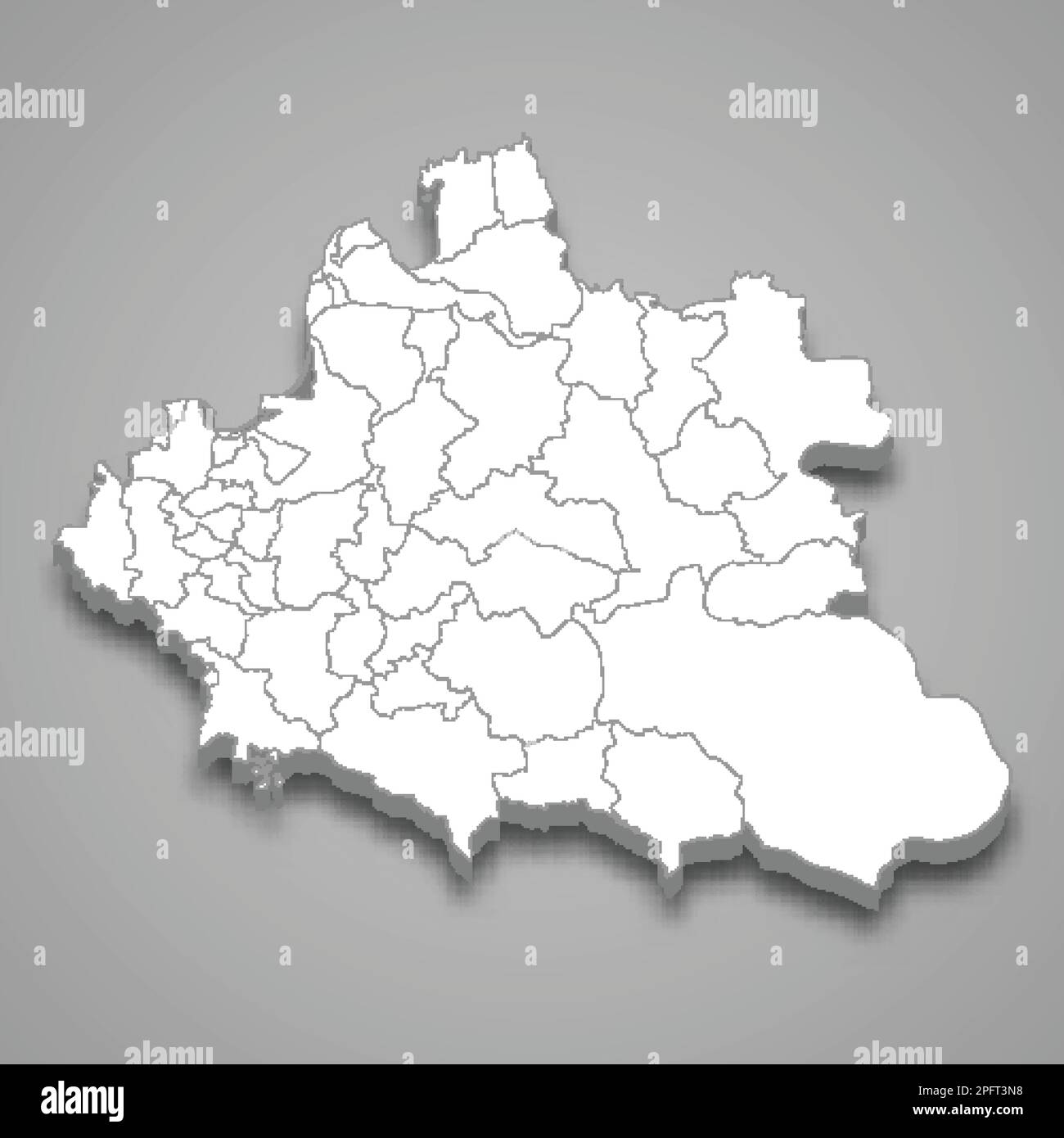 3D isometrische Karte des polnisch-litauischen Commonwealth isoliert mit Schatten, ehemaliger Staat Stock Vektor