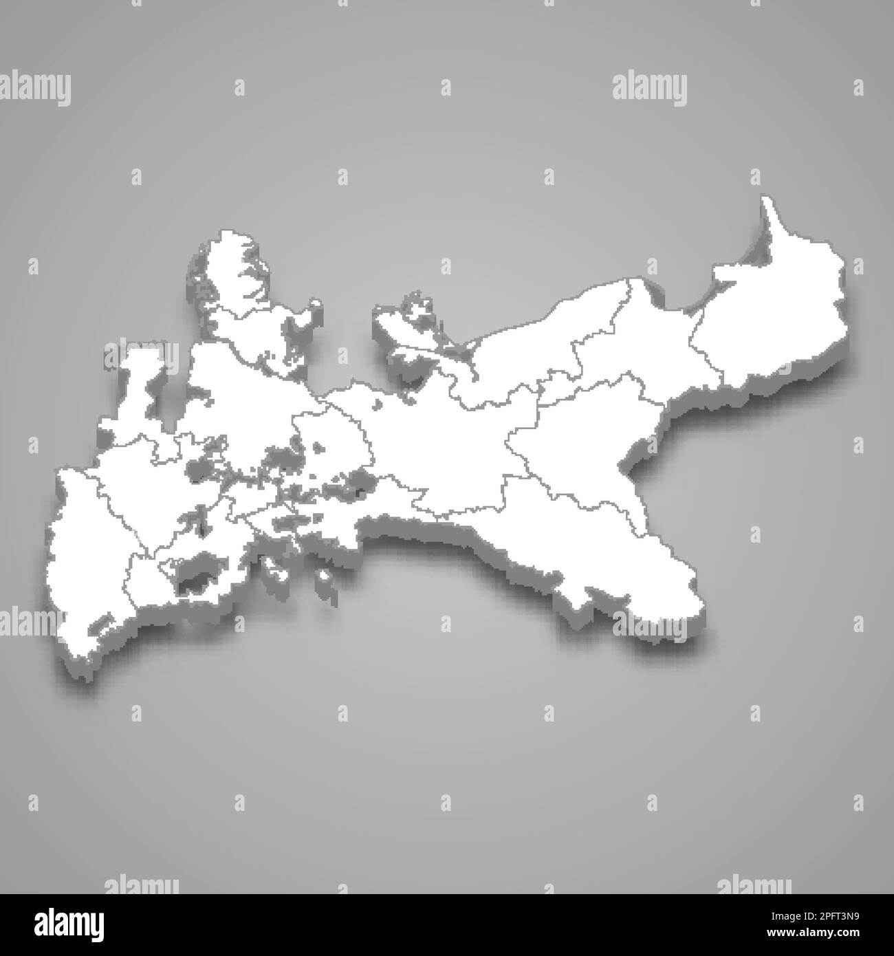 3D isometrische Karte von Preußen isoliert mit Schatten, ehemaliger Staat Stock Vektor