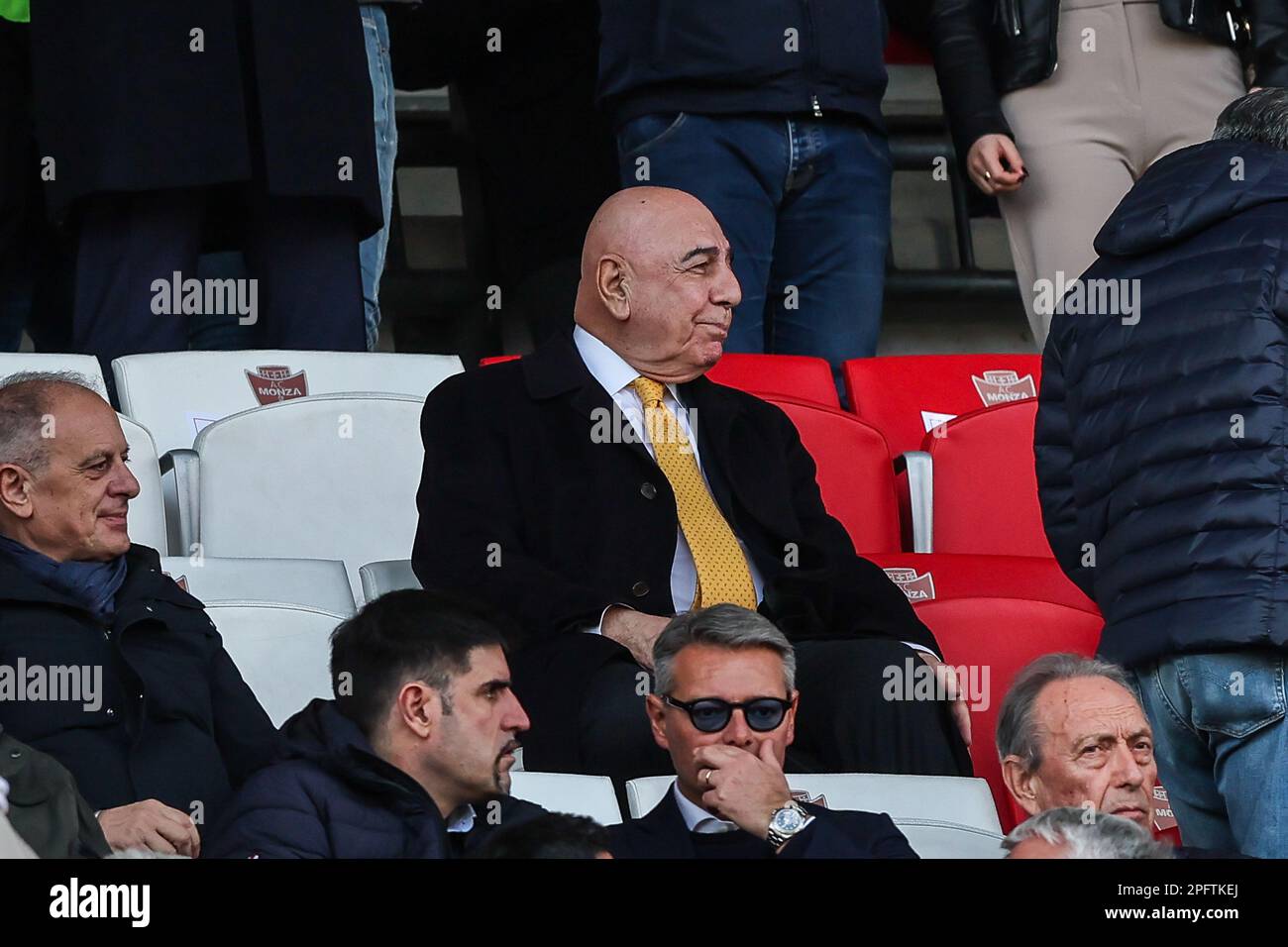 Monza, Italien. 18. März 2023. Adriano Galliani, A.D. und Vice President von AC Monza haben während des Fußballspiels der Serie A 2022/23 zwischen AC Monza und US Cremonese im U-Power Stadium teilgenommen. Endstand: Monza 1:1 Cremonese Credit: SOPA Images Limited/Alamy Live News Stockfoto