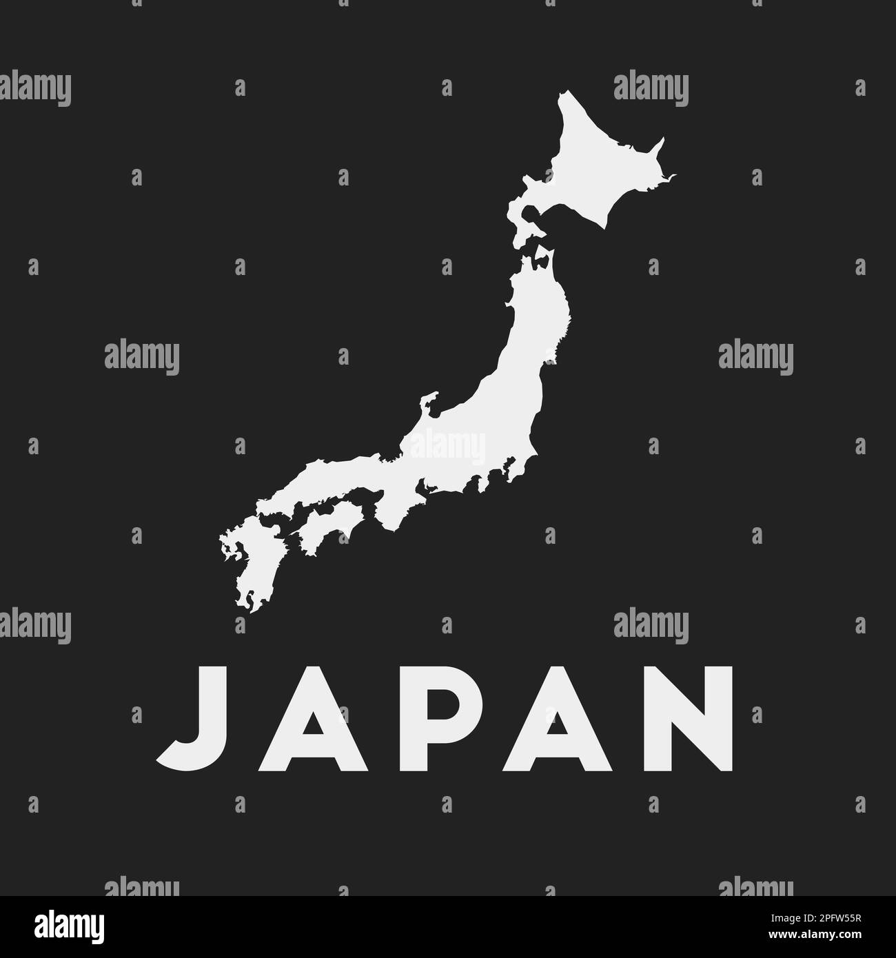 Symbol Japan. Landkarte auf dunklem Hintergrund. Stilvolle Japan Karte mit Ländernamen. Vektordarstellung. Stock Vektor