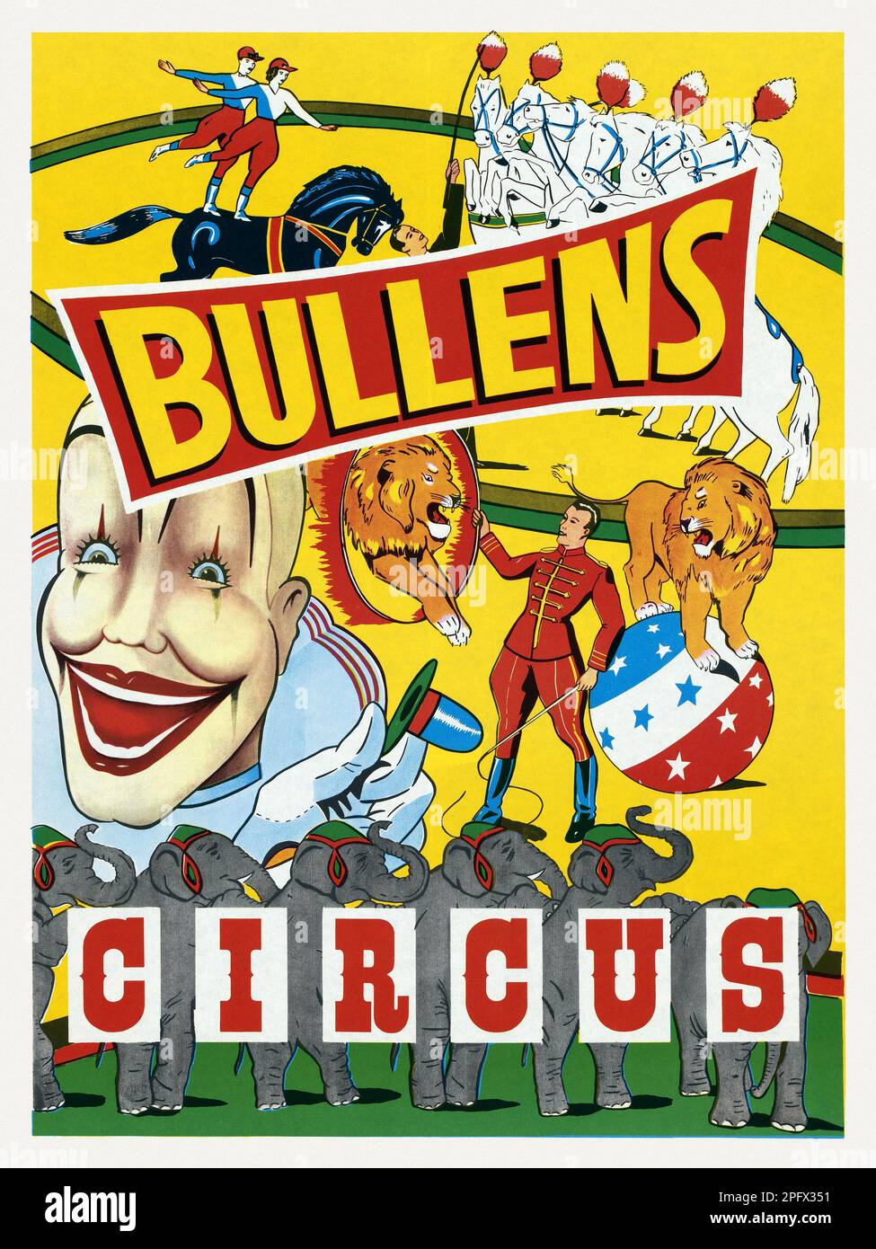 Bullens Circus. Künstler unbekannt. Poster in den 1930er in Australien veröffentlicht. Stockfoto
