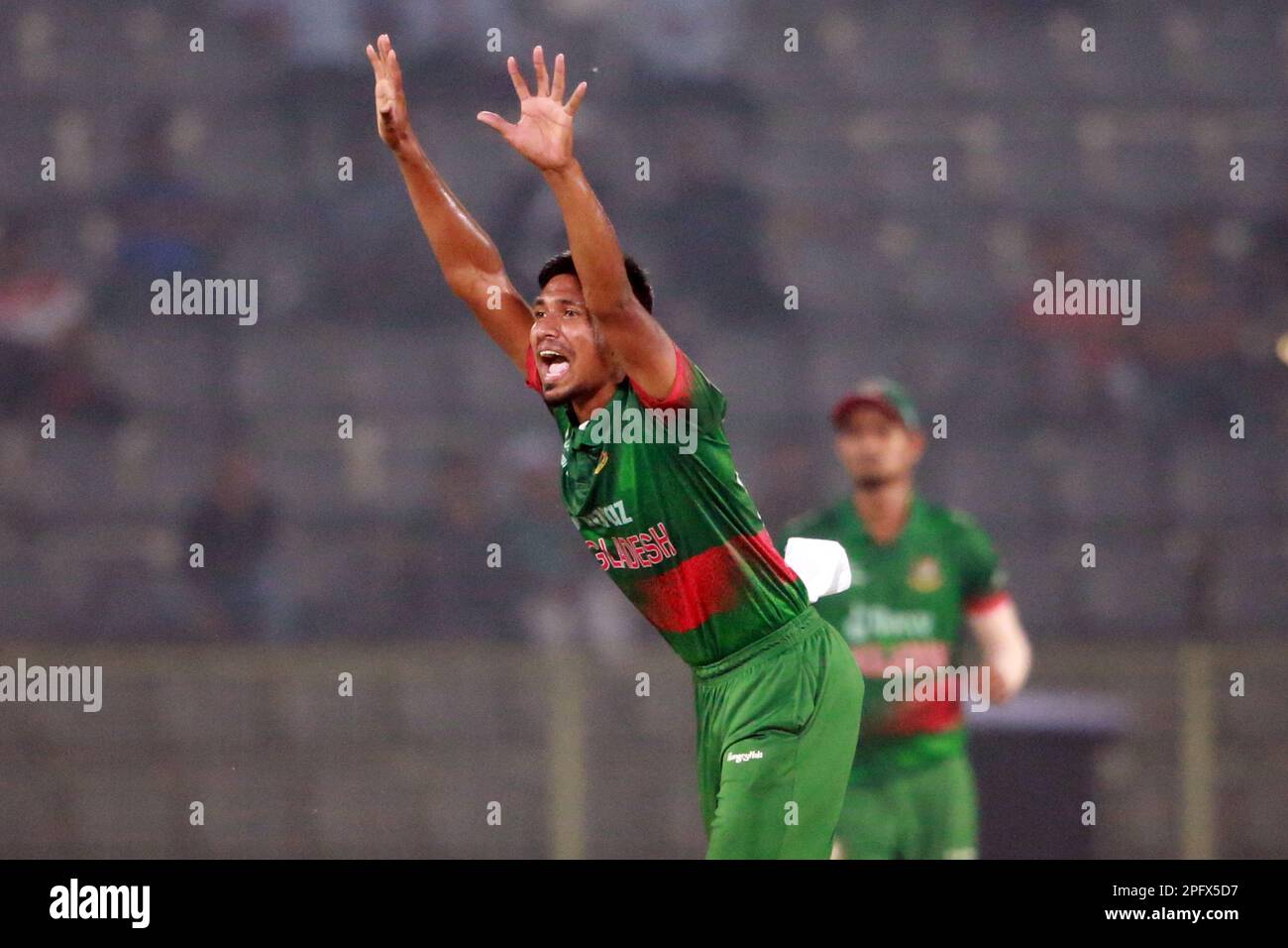 Mustafizur Rahman während des ODI-Spiels Bangladesch-Irland 1. im Sylhet International Cricket Stadium, Lakkarura, Sylhet, Bangladesch. Stockfoto