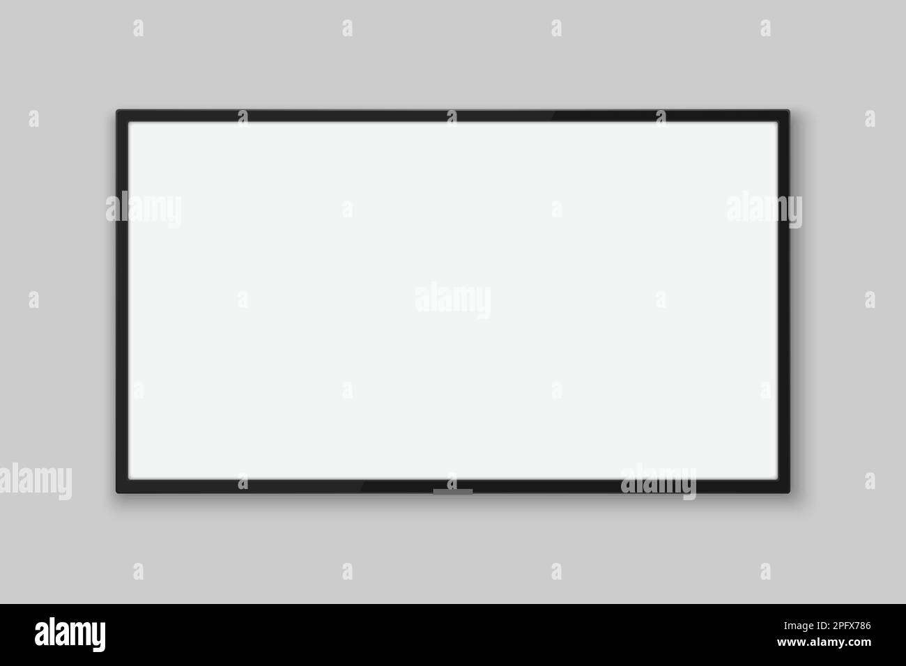 HD-LCD-Fernseher, digitaler TV-Monitor mit Schatten auf weißem Hintergrund Stock Vektor