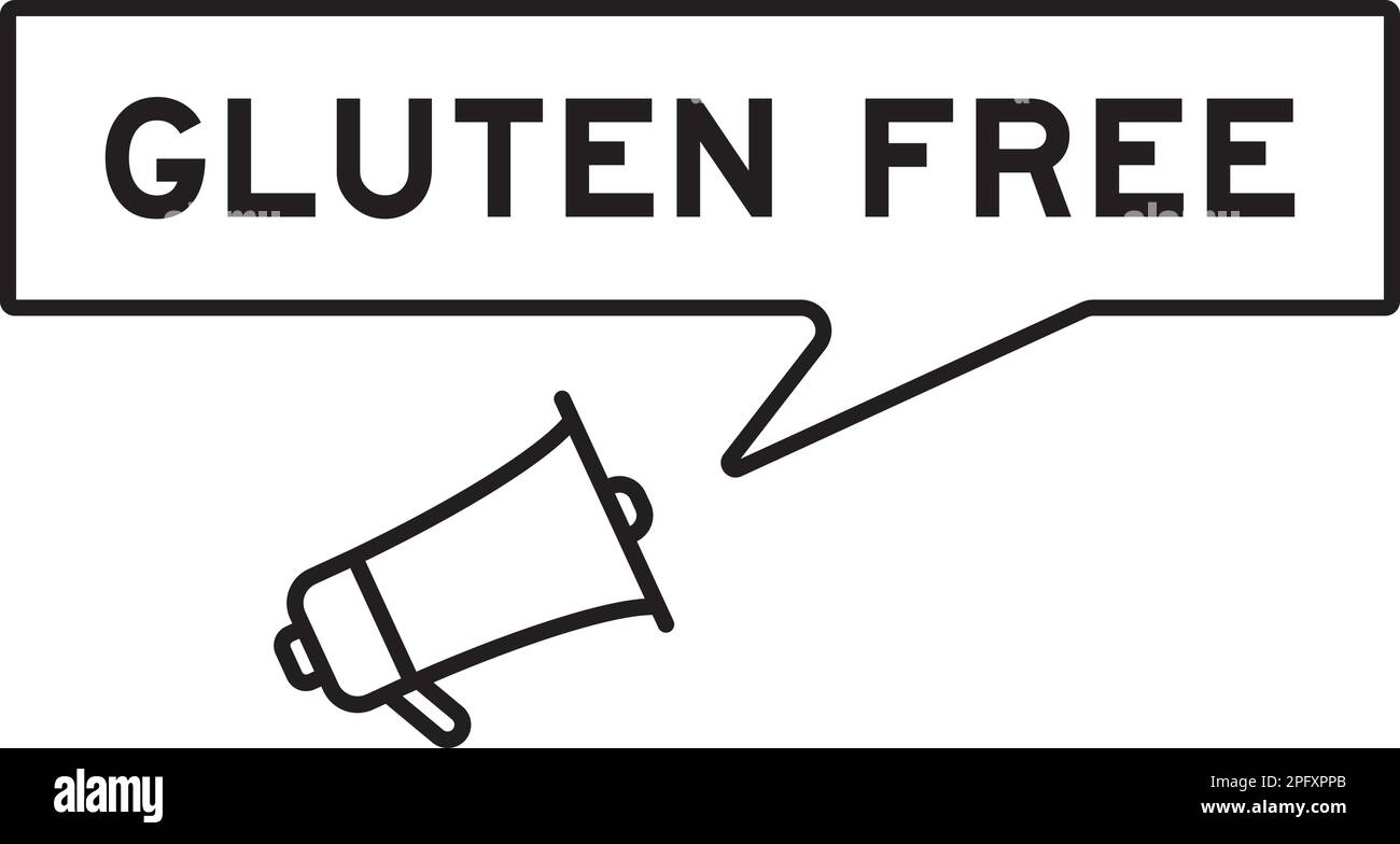 Megafon-Symbol mit Sprechblase in Wort glutenfrei auf weißem Hintergrund Stock Vektor