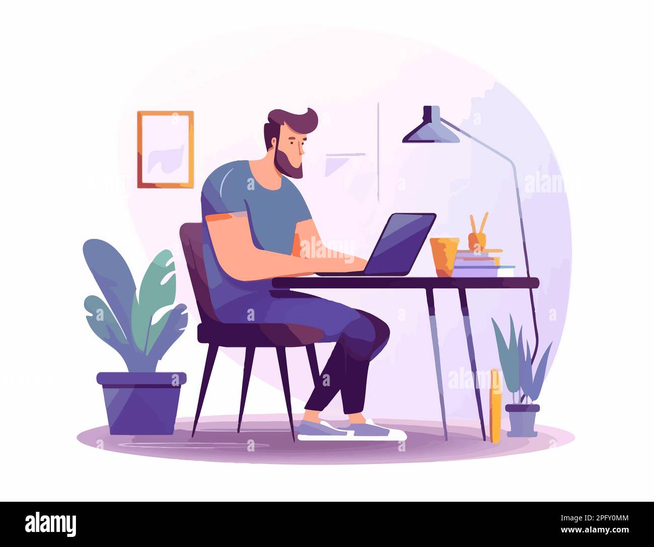 Working from Home WFH Concept Vector Illustration Stockfoto