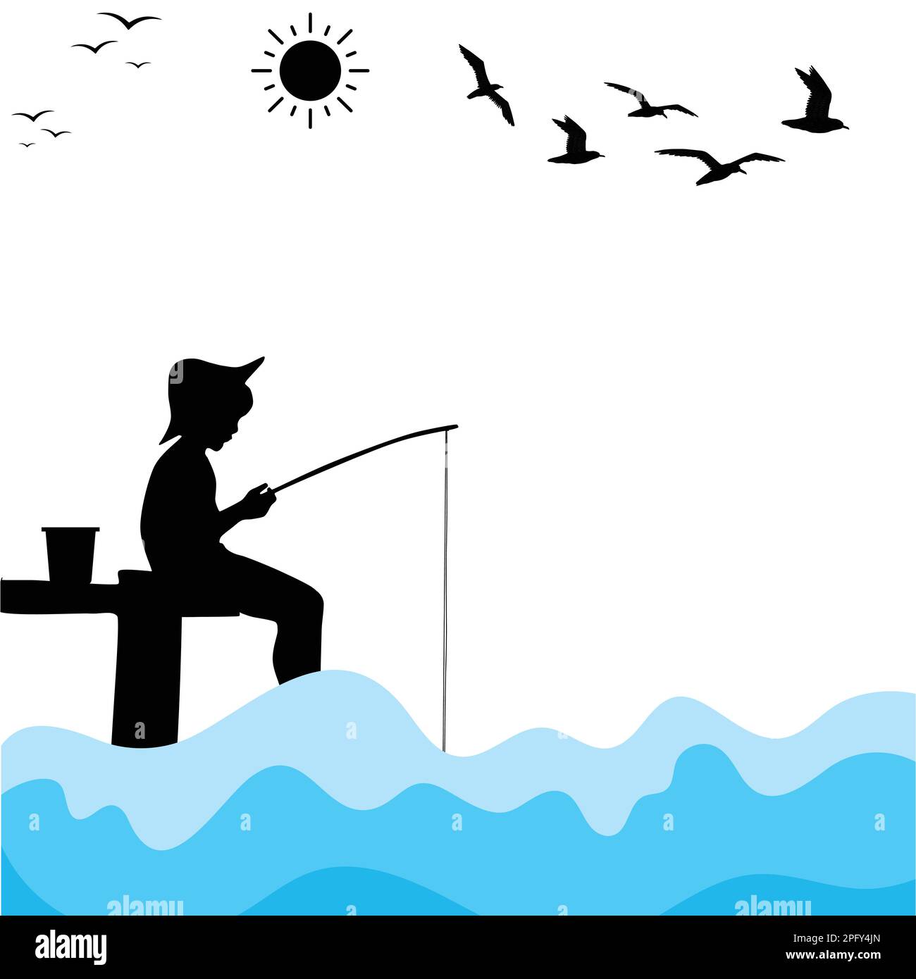 Angeln im meer Stock-Vektorgrafiken kaufen - Alamy