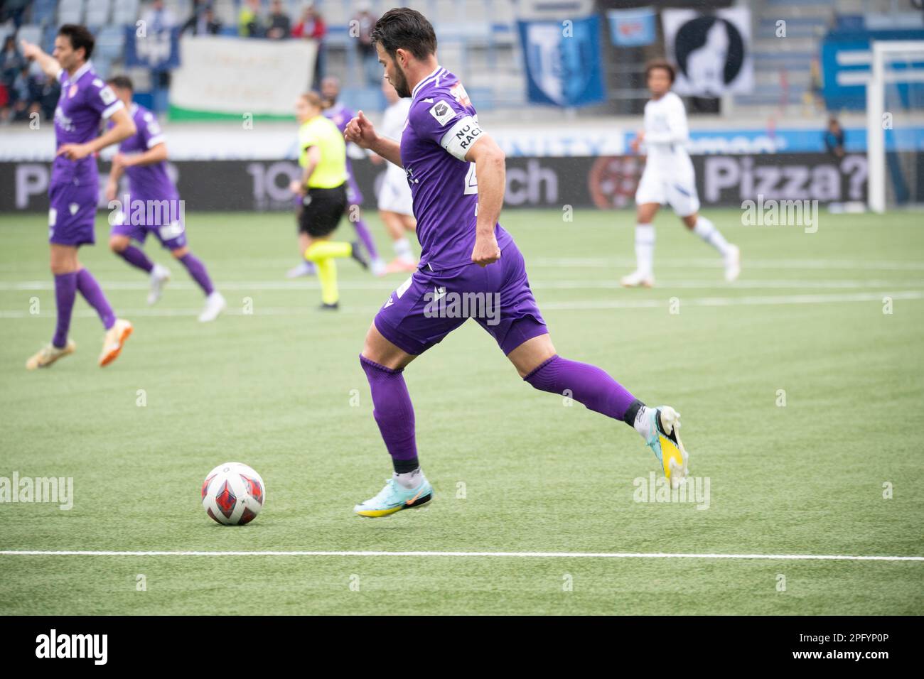 Lausanne, Schweiz. 03. September 2023. Marco Burke vom FC Thun (23) ist während des 26. Tages der Dieci Challenge League 2022-2023 in Aktion. Die Dieci Challenge League 2022-20223 fand im Tuiliere-Stadion in Lausanne zwischen dem FC Lausanne-Sport und dem FC Thun statt. Fc Thun Gewinnt 3-1. (Foto: Eric Dubost/Sipa USA) Guthaben: SIPA USA/Alamy Live News Stockfoto