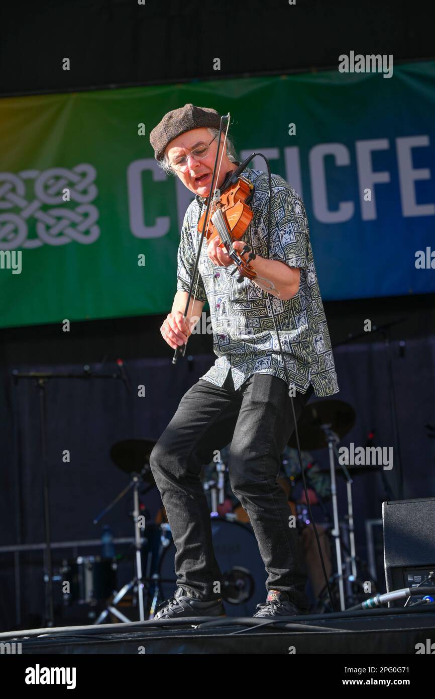 Fiddley Gary Comeau, Cannery Row, Band, CelticFest Vancouver, British Columbia, Kanada Stockfoto