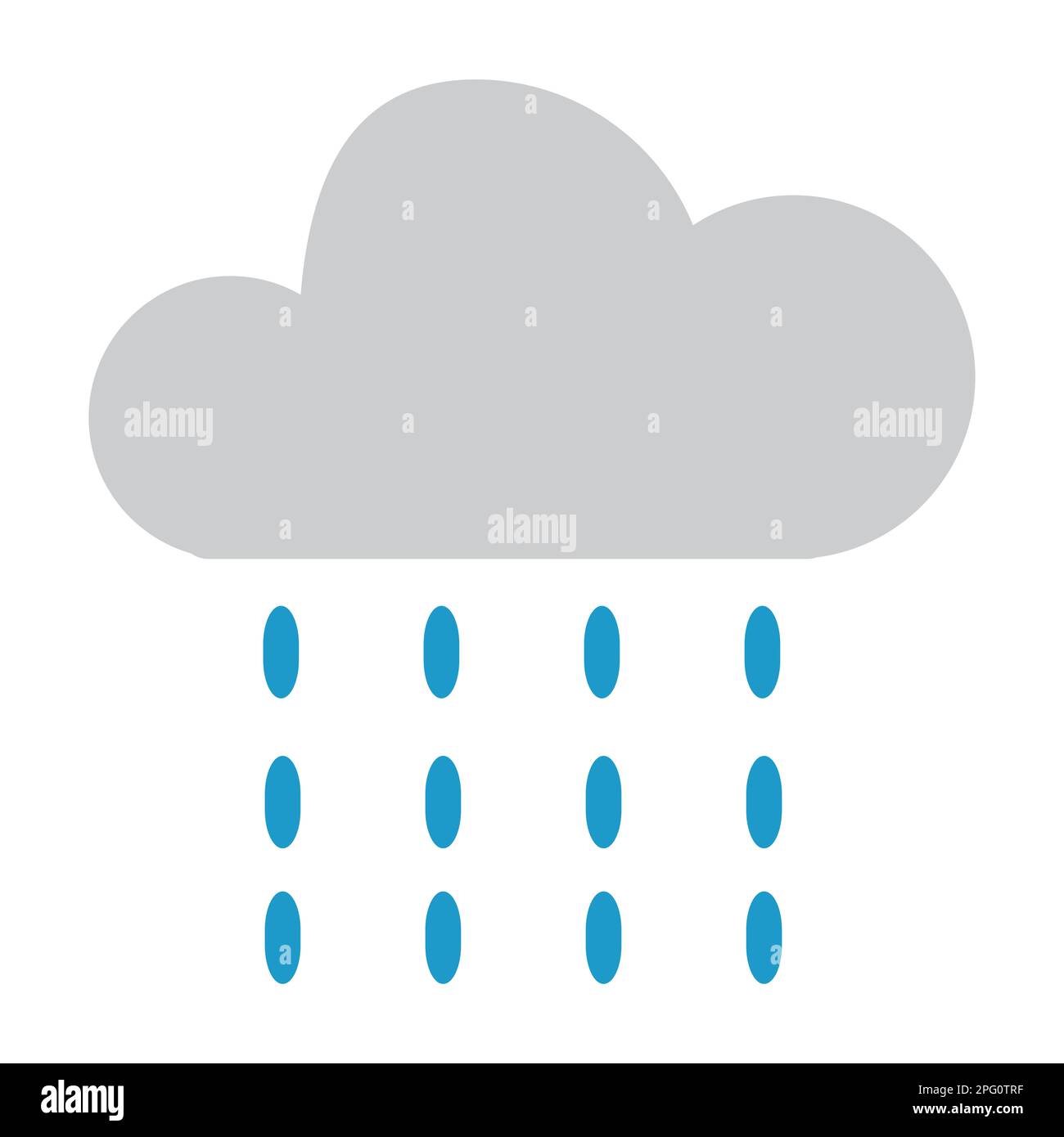 Symbol für Regenwetter, Regenwolke, Wettervorhersage für Regenwetter, geeignet für soziale Medien und App-Symbol, Grau und Blau, Winter Stockfoto