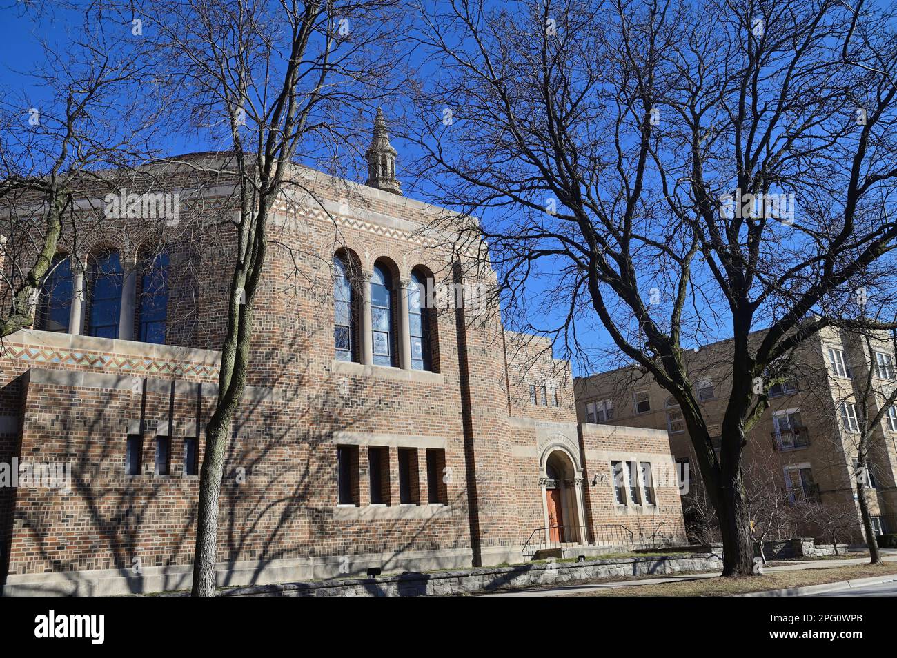 Chicago, Illinois, USA. KAM Isaiah Israel, eine Synagoge im Kenwood-Viertel, der Südseite der Stadt. Stockfoto