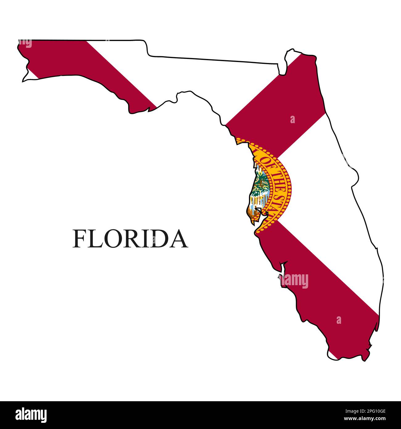 Darstellung des Kartenvektors in Florida. Weltwirtschaft. Bundesstaat in Amerika. Nordamerika. Vereinigte Staaten. Amerika. USA Stock Vektor