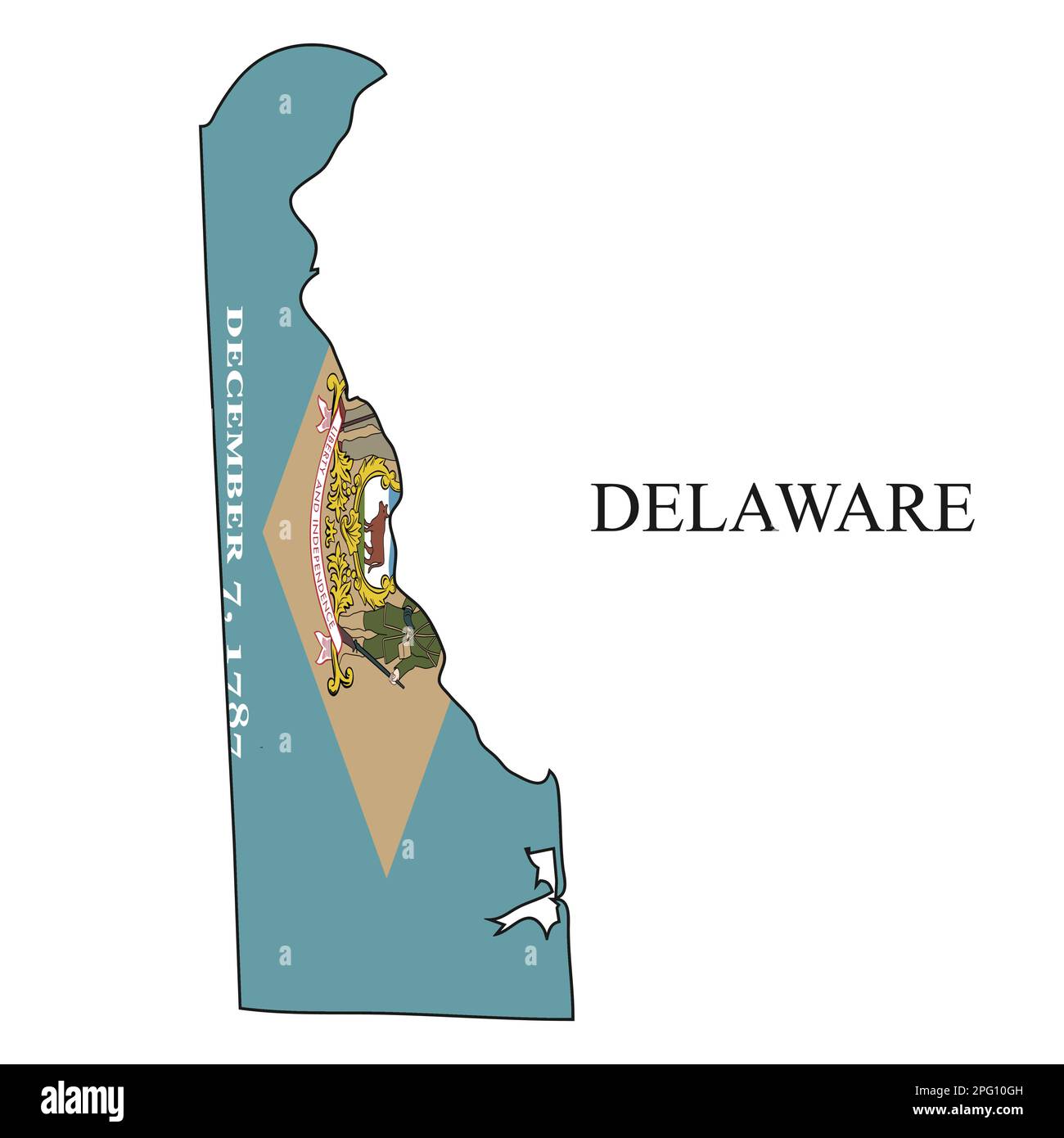 Delaware-Kartenvektordarstellung. Weltwirtschaft. Bundesstaat in Amerika. Nordamerika. Vereinigte Staaten. Amerika. USA Stock Vektor