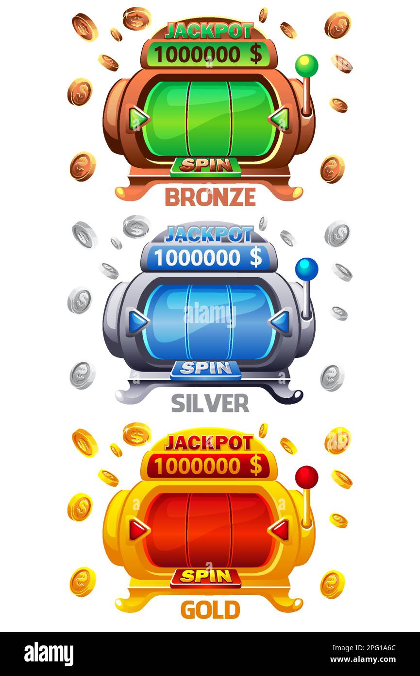 Spielautomaten: Bronze, Silber und Gold. Münzexplosion Stock Vektor