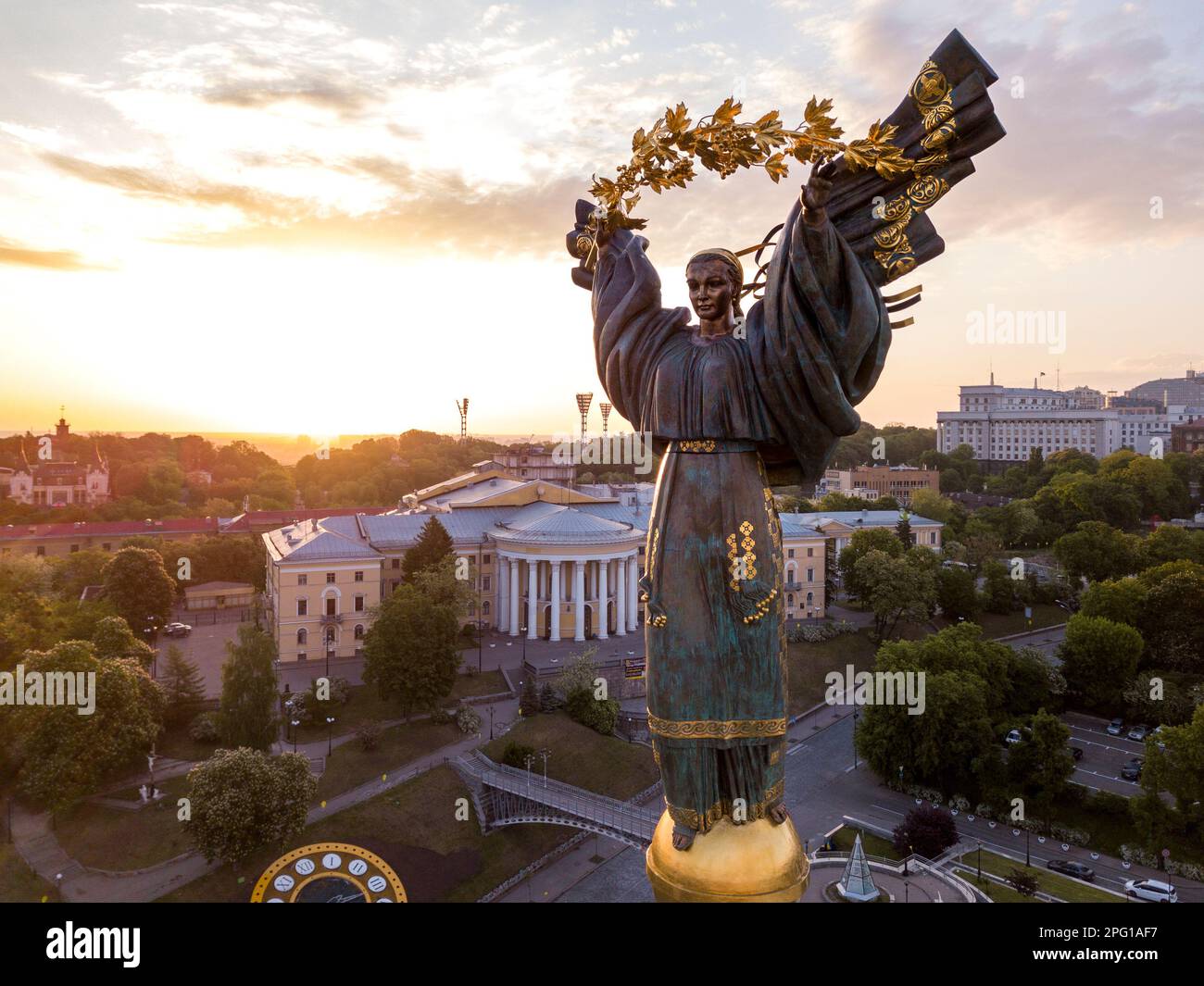 Denkmal der Unabhängigkeit der Ukraine in Kiew. Historische Sehenswürdigkeiten der Ukraine. Stockfoto