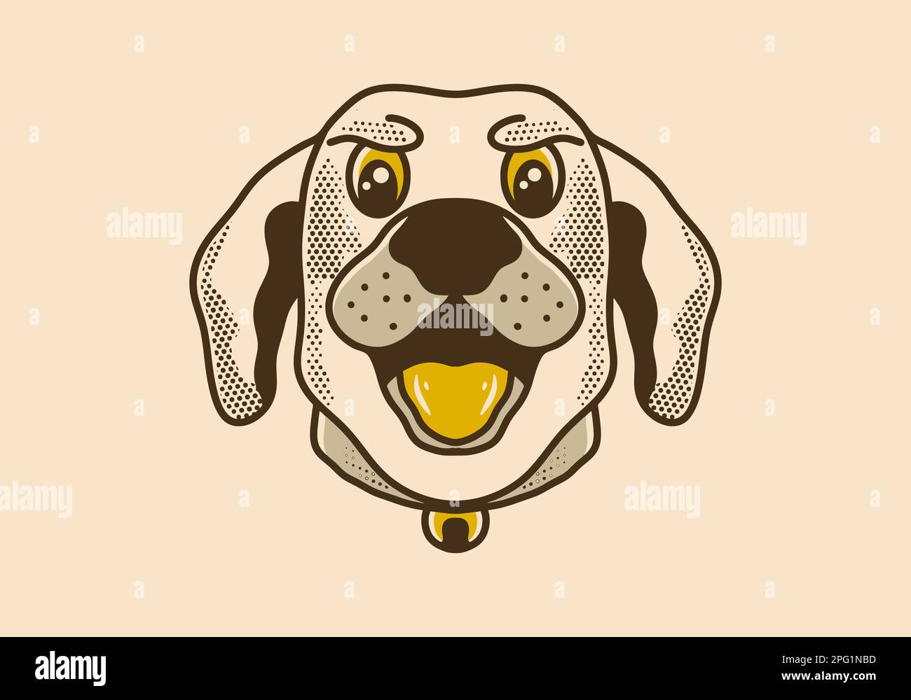 Vintage-Art-Illustrationsdesign eines Hundekopfes mit offenem Mund Stock Vektor