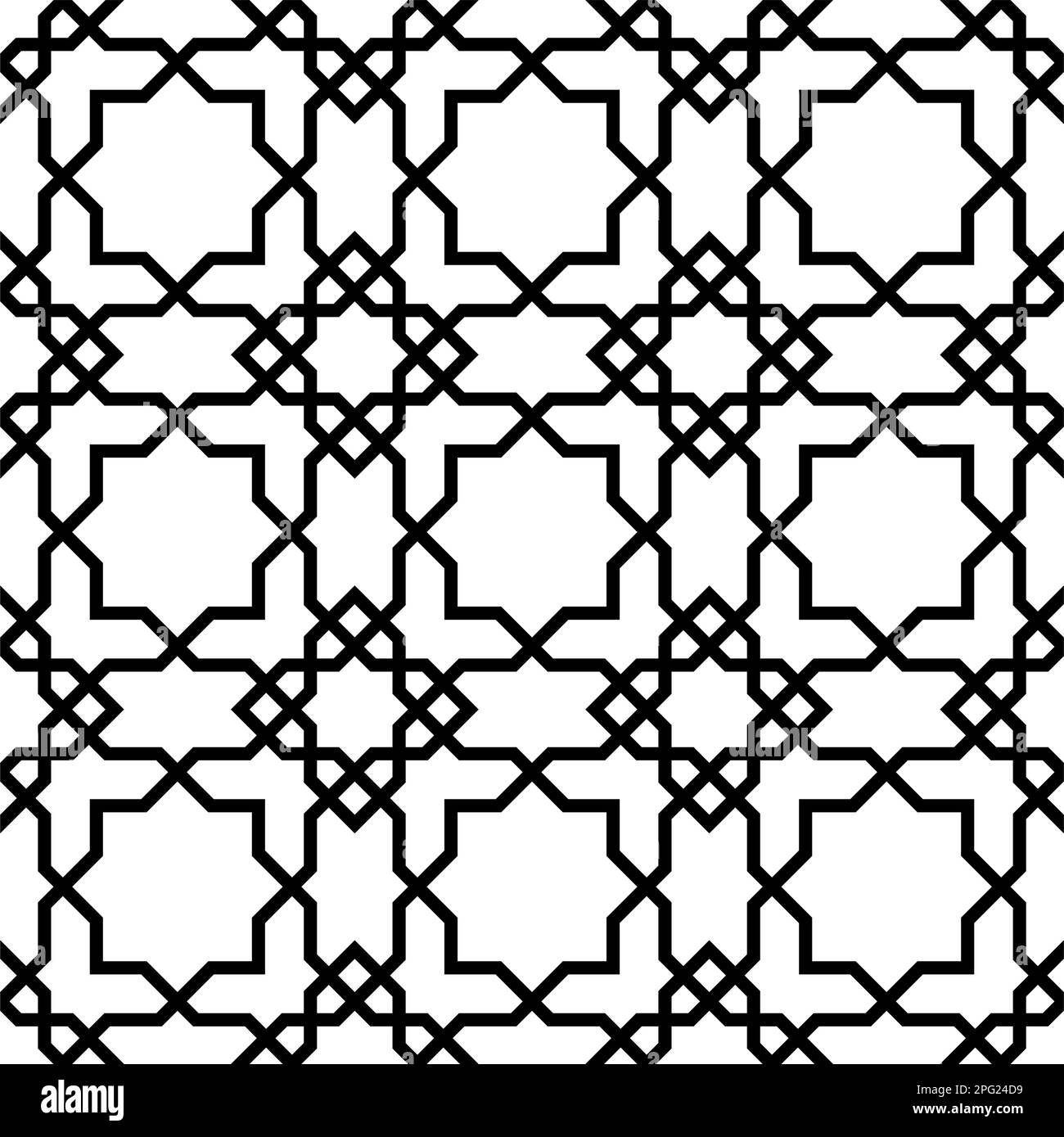 Nahtlose geometrische Ornament auf der Grundlage der traditionellen islamischen Kunst. Schwarz und weiß. Tolles Design für Stoff, Textil, Abdeckung, Geschenkpapier, Hintergrund. Stock Vektor