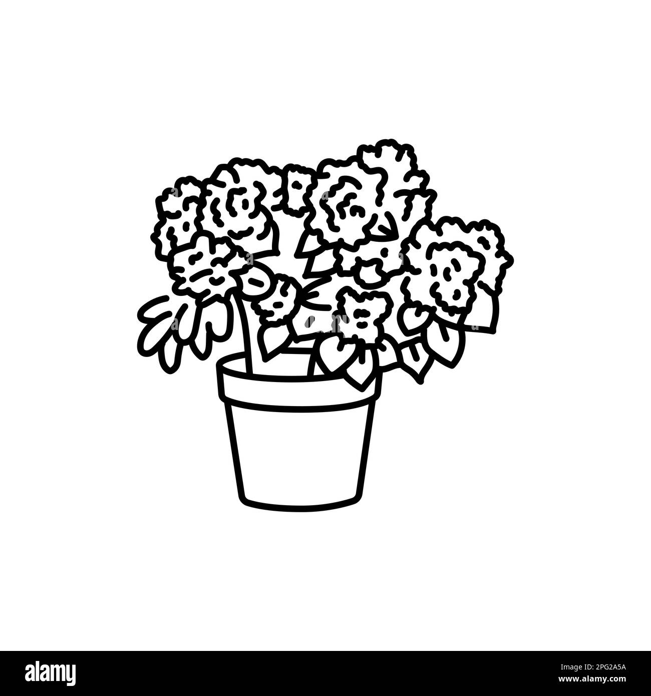 Azalea-Hauspflanze – Symbol mit schwarzer Linie. Dekorative Zimmerpflanze. Piktogramm für Webseite, mobile App, Werbeaktion. Stock Vektor