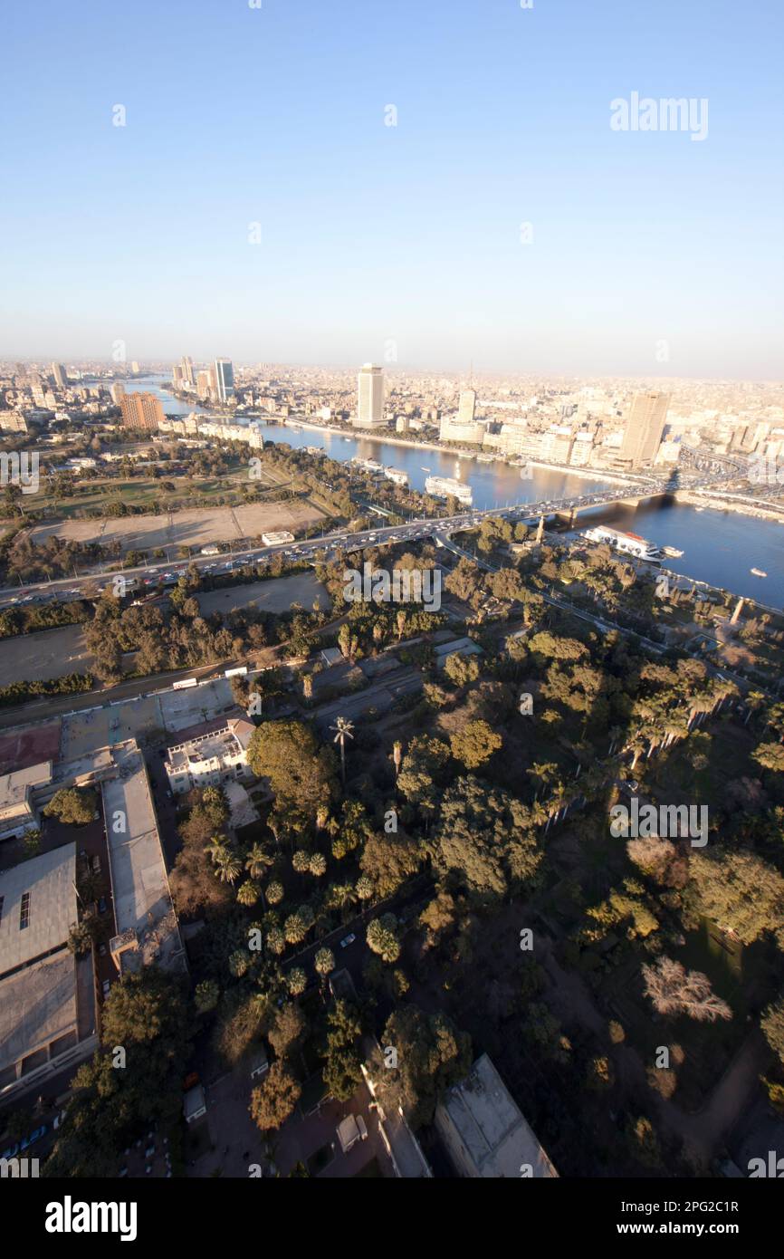 Ägypten, Kairo, Blick auf den Nil von der Kairo Tower. Stockfoto