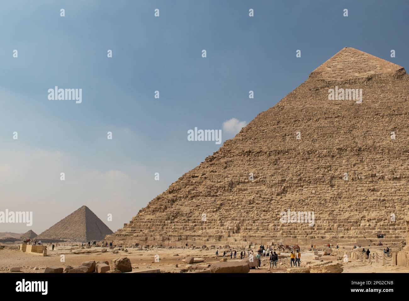 Pyramiden von Chephren und Menkaure, Gizeh, Kairo, Ägypten Stockfoto