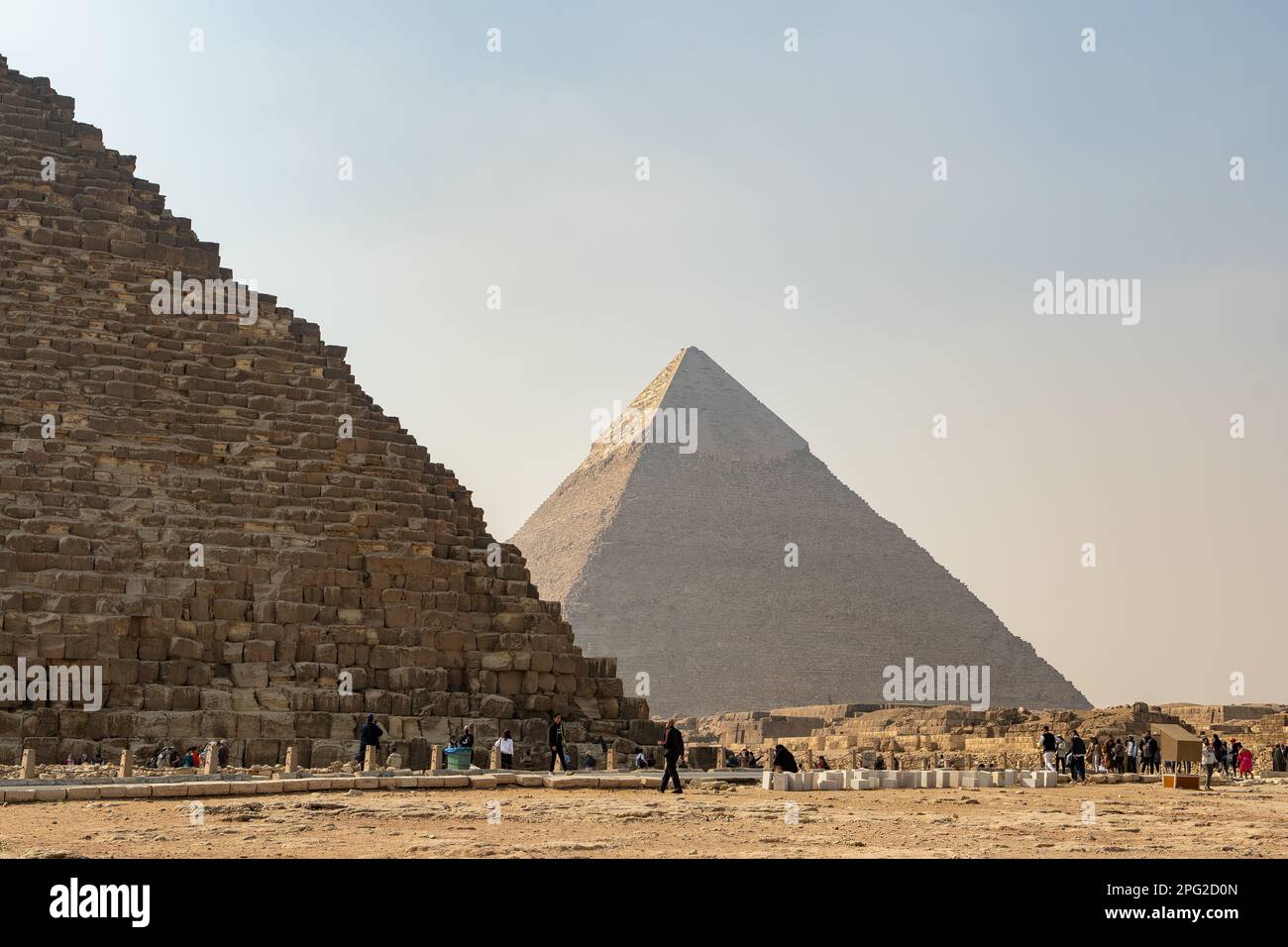 Pyramiden von Cheops und Chephren, Gizeh, Kairo, Ägypten Stockfoto