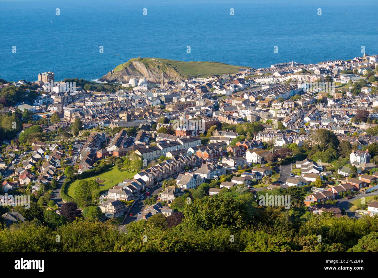 Luftaufnahme des Stadtzentrums, Ilfracombe, North Devon, Großbritannien Stockfoto