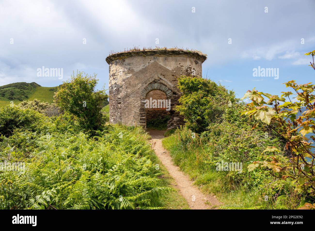 Runder Turm mit Blick auf Watermouth Cove, Ilfracombe, North Devon, Großbritannien Stockfoto