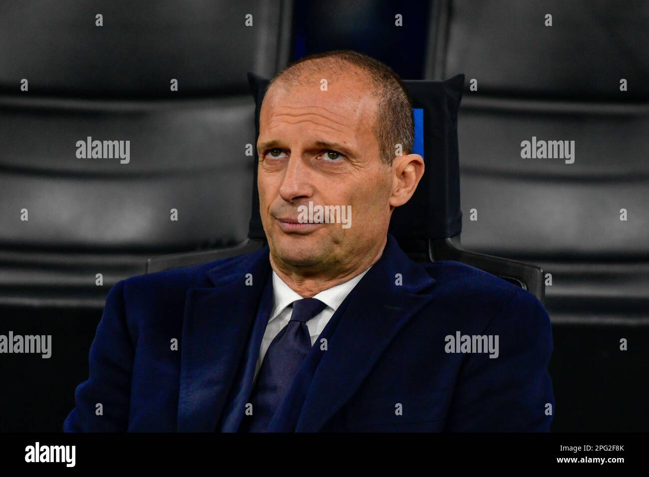 Mailand, Italien. 19. März 2023. Cheftrainer Massimiliano Allegri von Juventus, gesehen während des Spiels der Serie A zwischen Inter und Juventus in Giuseppe Meazza in Mailand. (Foto: Gonzales Photo/Alamy Live News Stockfoto