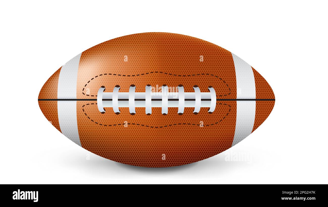 American Football-Ball isoliert auf weißem Hintergrund. Realistische Vektordarstellung. Rugbysport Stock Vektor
