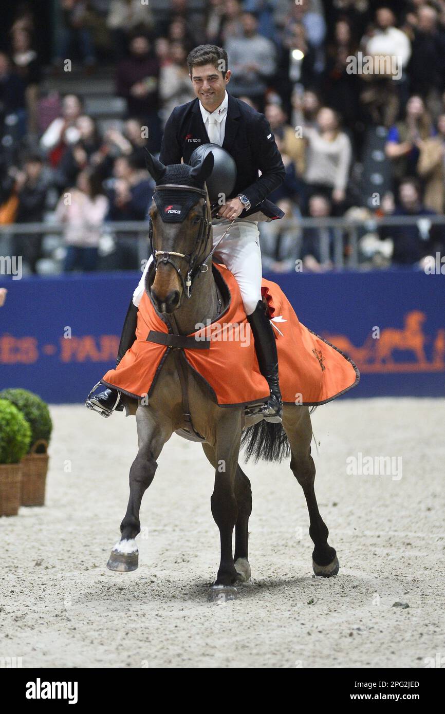 Victor Bettendorf (LUX) auf Herrn Tac während der Saut Hermes 2023, Reitveranstaltung FEI am 18. März 2023 im flüchtigen Grand-palais in Paris, Frankreich - Foto: Christophe Bricot/DPPI/LiveMedia Stockfoto