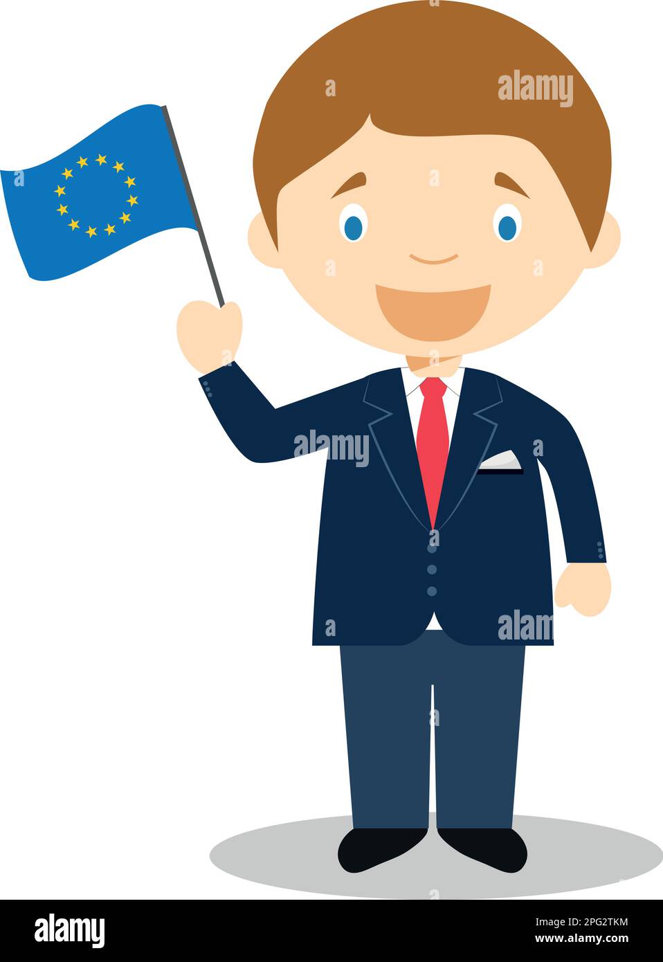 Zeichentrickfigur der Europäischen Union. Vektordarstellung. Geschichtskollektion Für Kinder. Stock Vektor