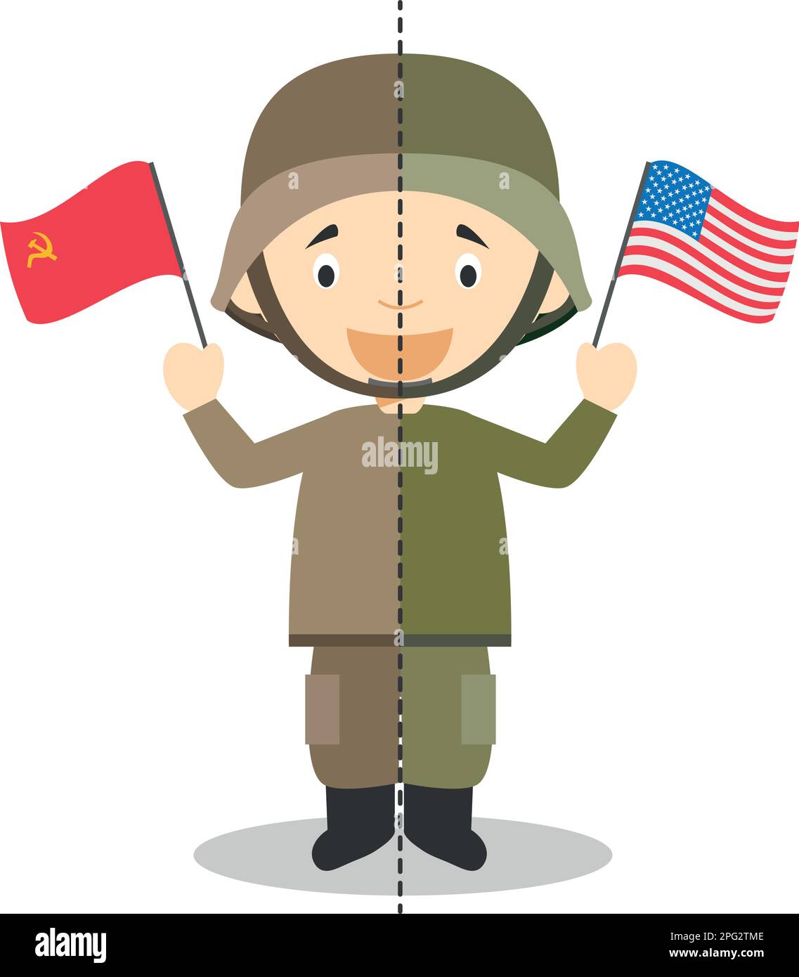 Kalter Krieg Soldaten Zeichentrickfigur. Vektordarstellung. Geschichtskollektion Für Kinder. Stock Vektor