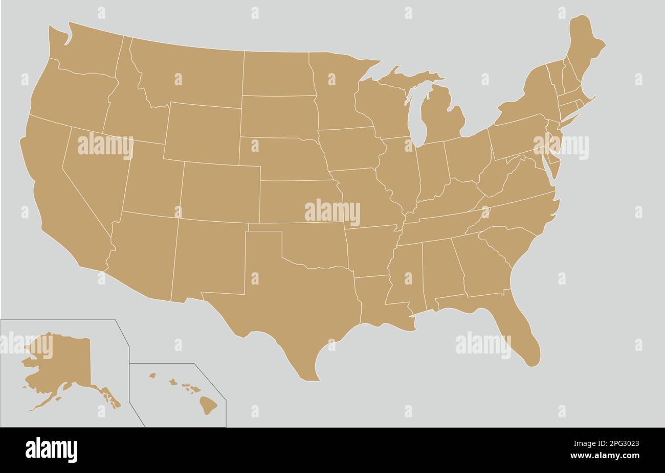 Leere Vektordarstellung der USA-Karte. Bearbeitbare und deutlich beschriftete Ebenen. Stock Vektor