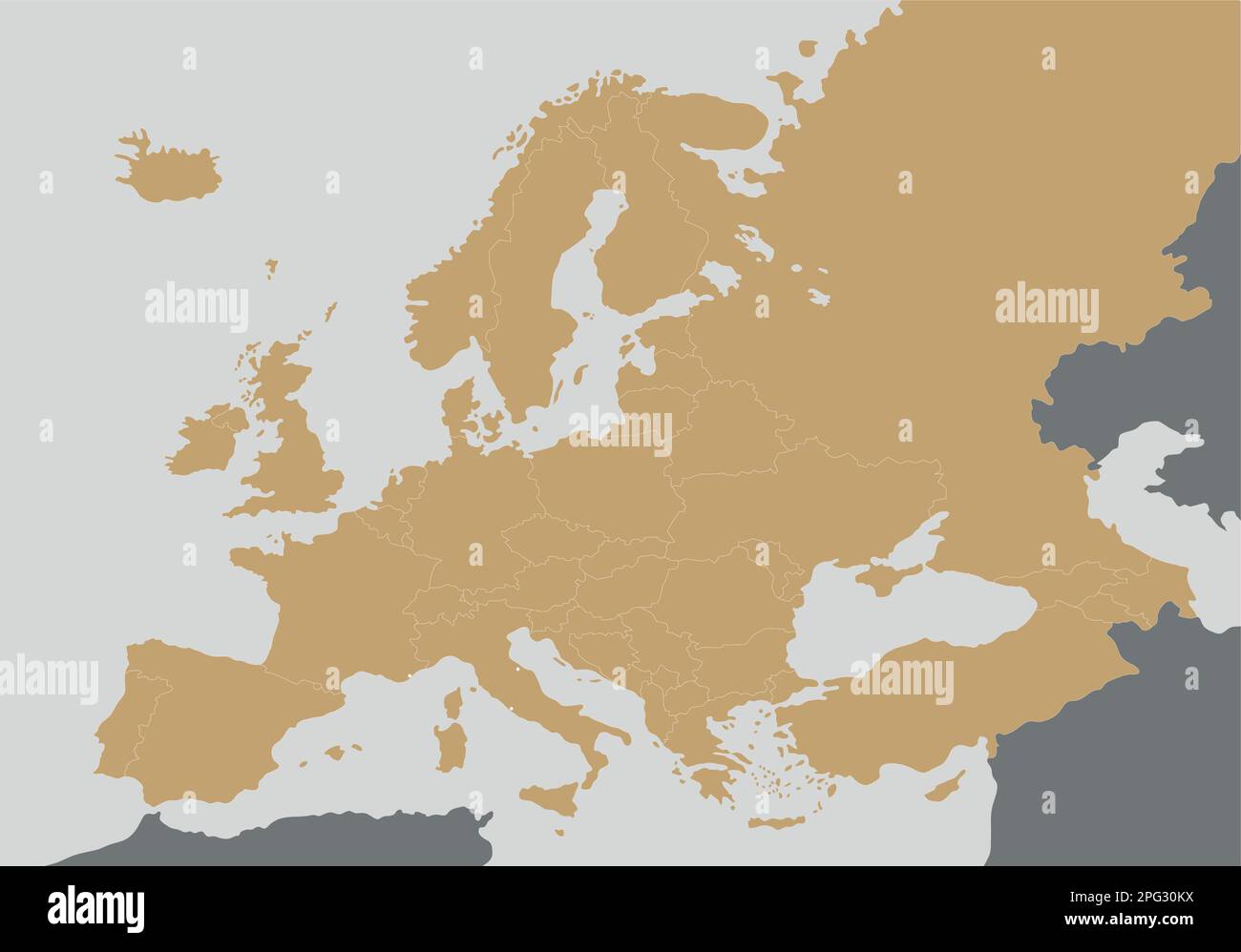 Politisches leeres Europa Kartenvektordarstellung. Bearbeitbare und deutlich beschriftete Ebenen. Stock Vektor