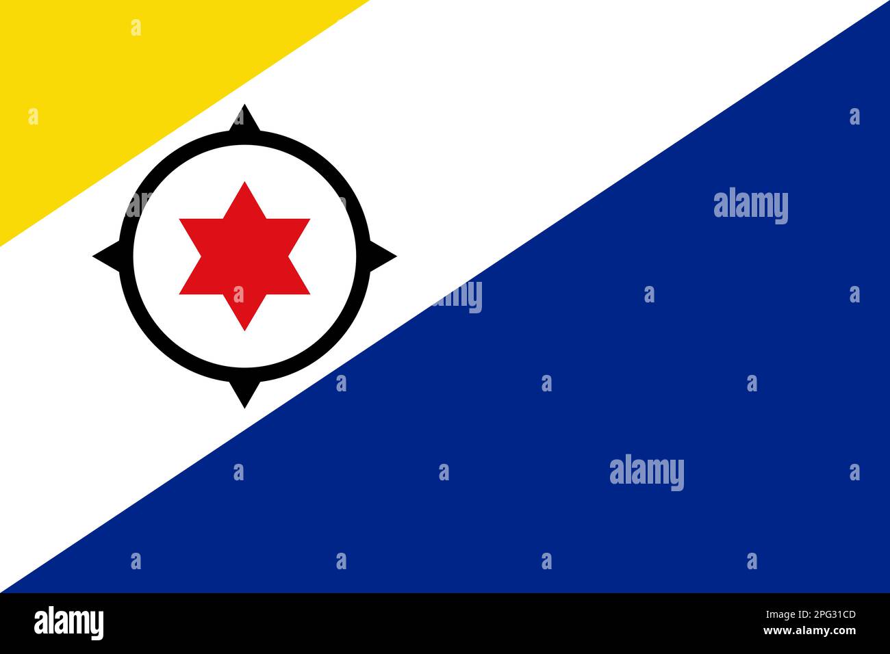 National Bonaire-Flagge, offizielle Farben und richtige Proportionen. Bonaire-Flagge. Vektordarstellung. EPS10 Stock Vektor